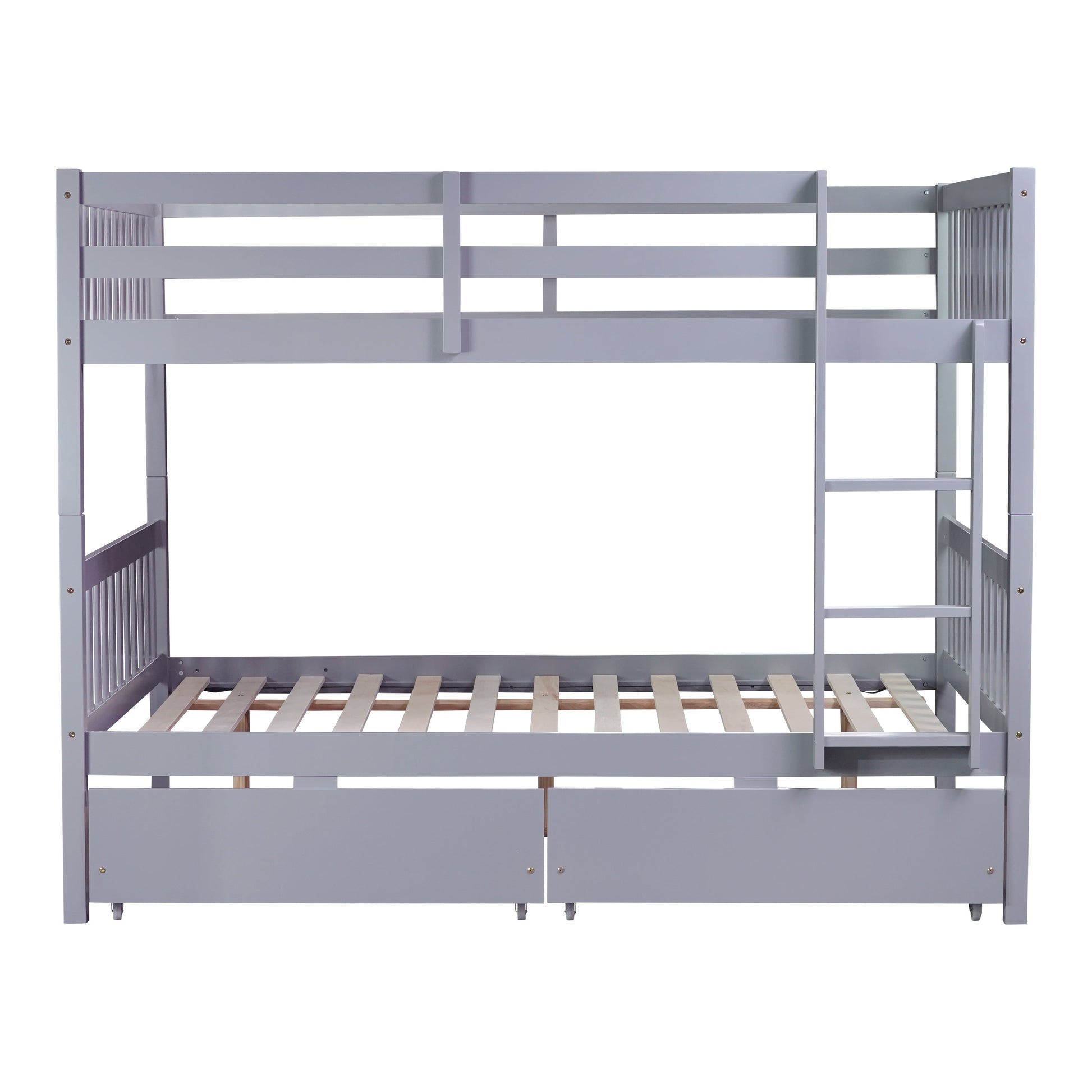 Orla gray bunk bed showing the front view isolated on a white background
