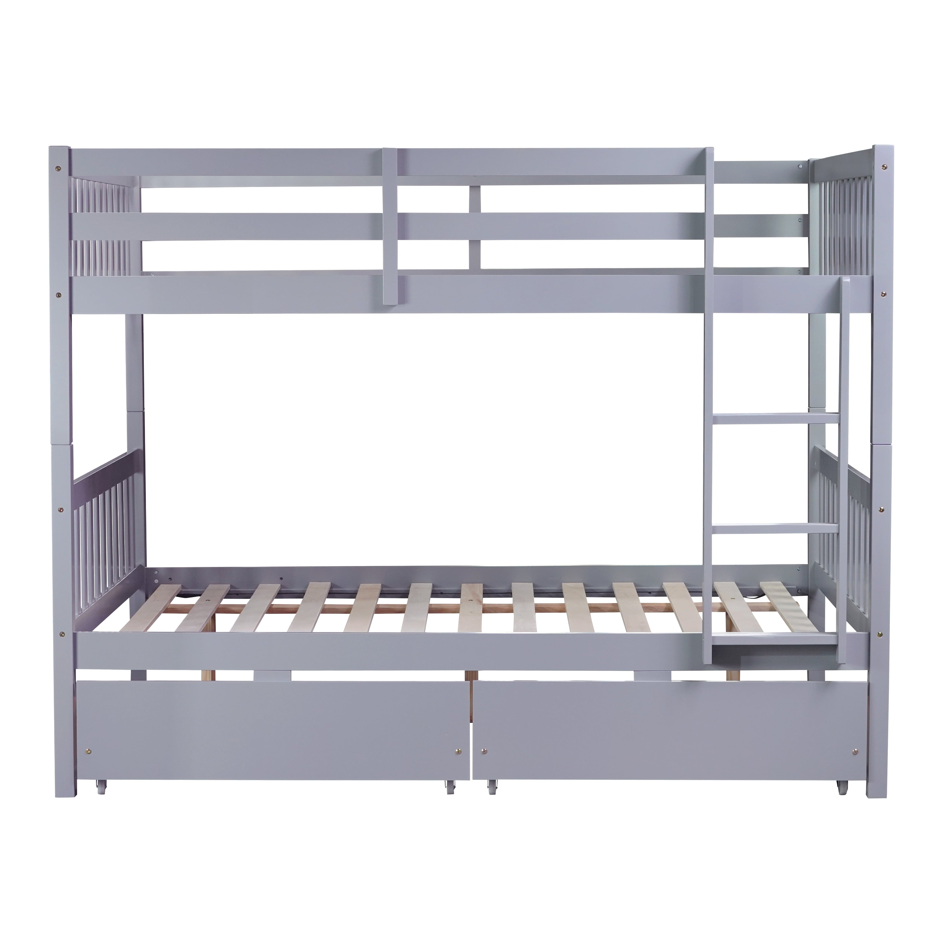 Orla gray bunk bed showing the front view isolated on a white background