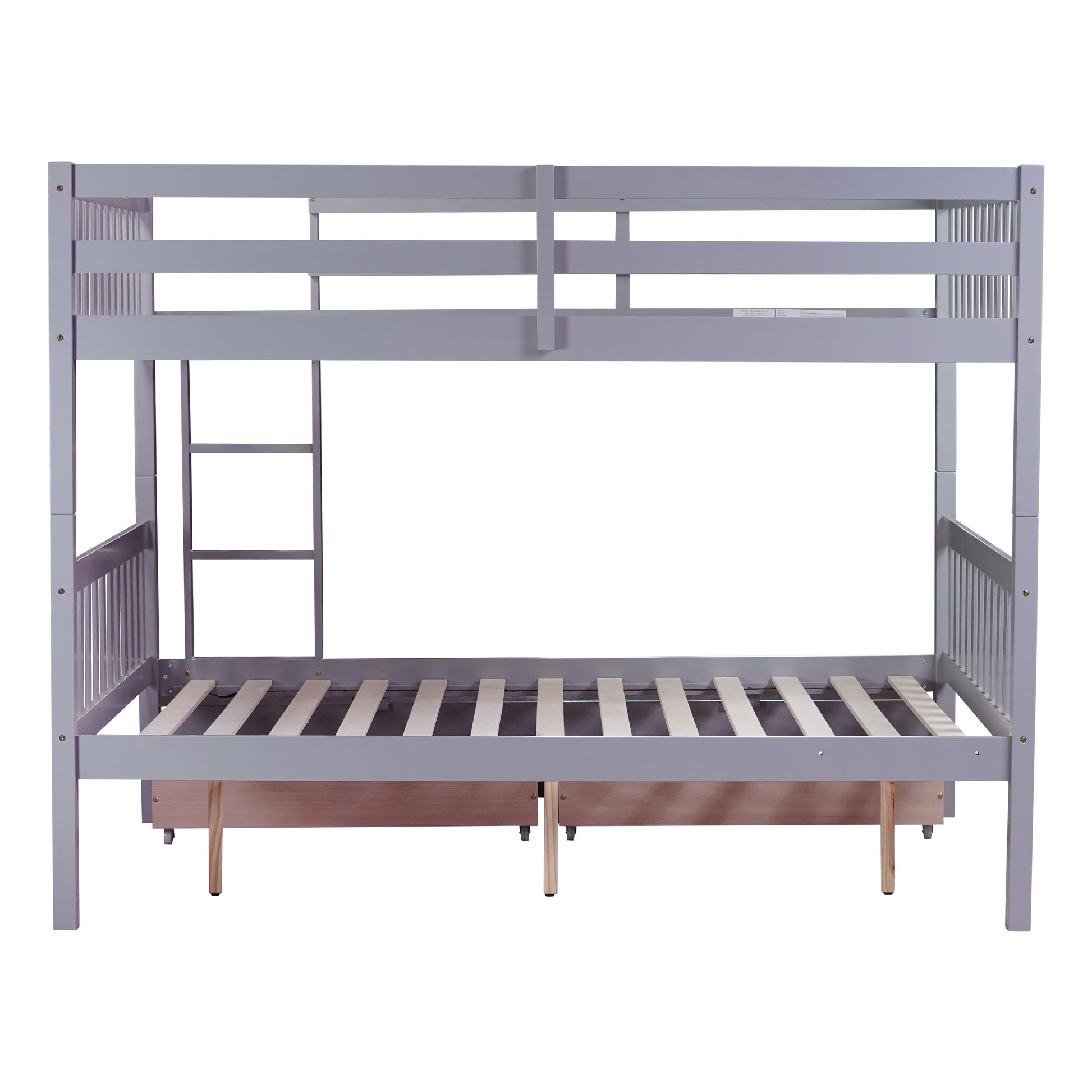 Orla gray bunk bed showing a rear view isolated on a white background