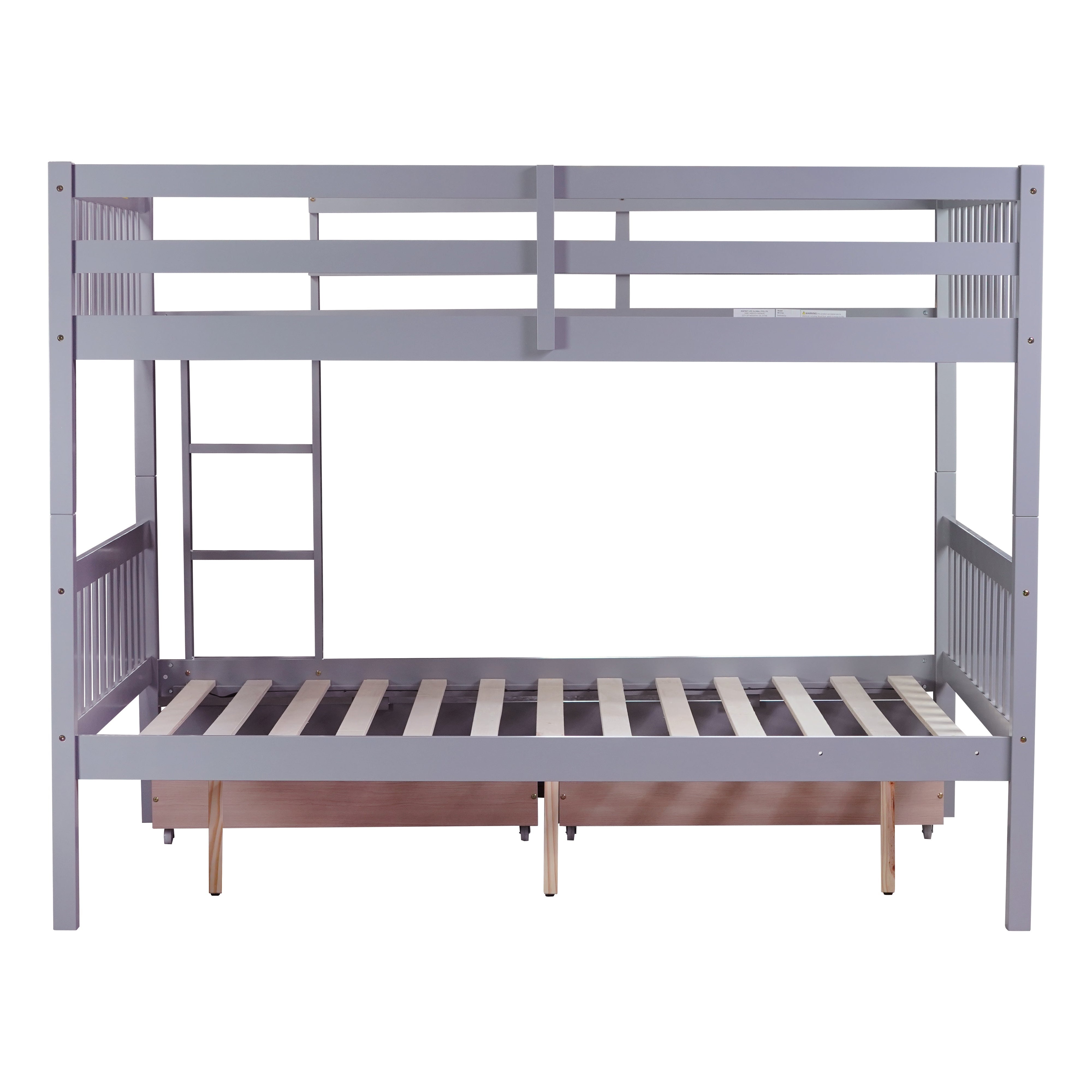 Orla gray bunk bed showing a rear view isolated on a white background