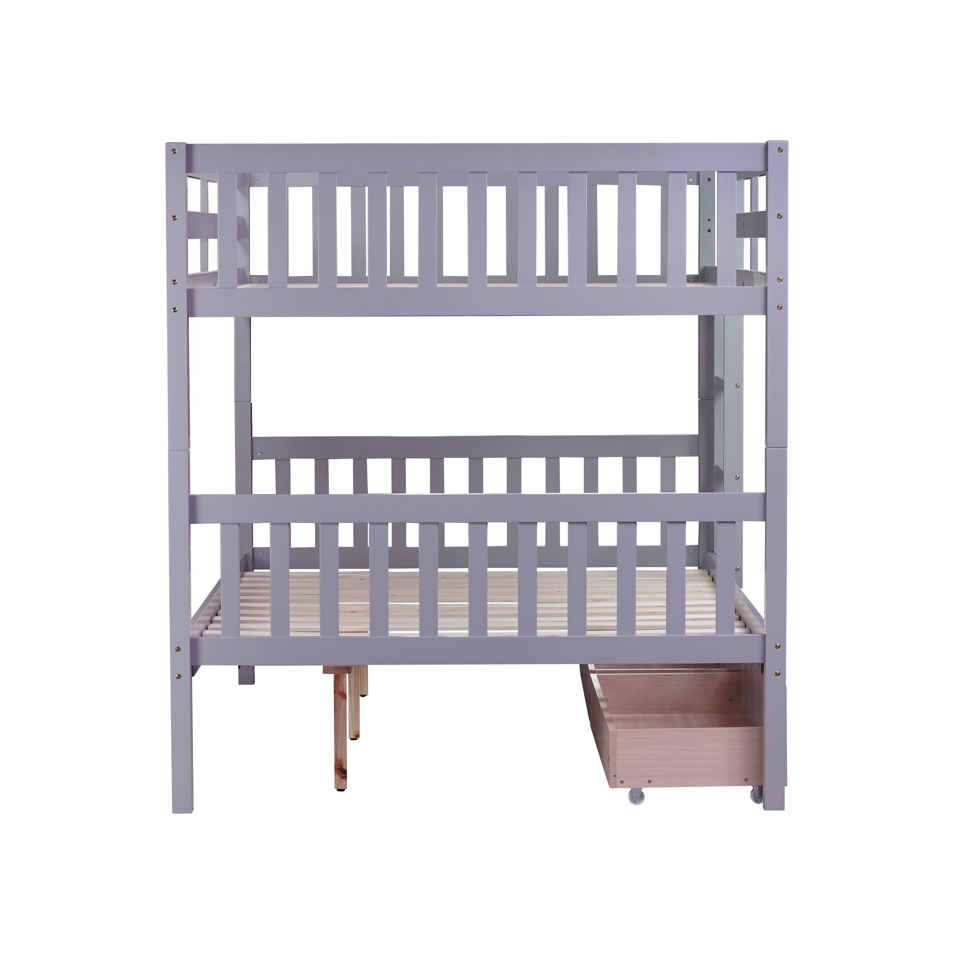 Orla gray bunk bed showing a side view isolated on a white background