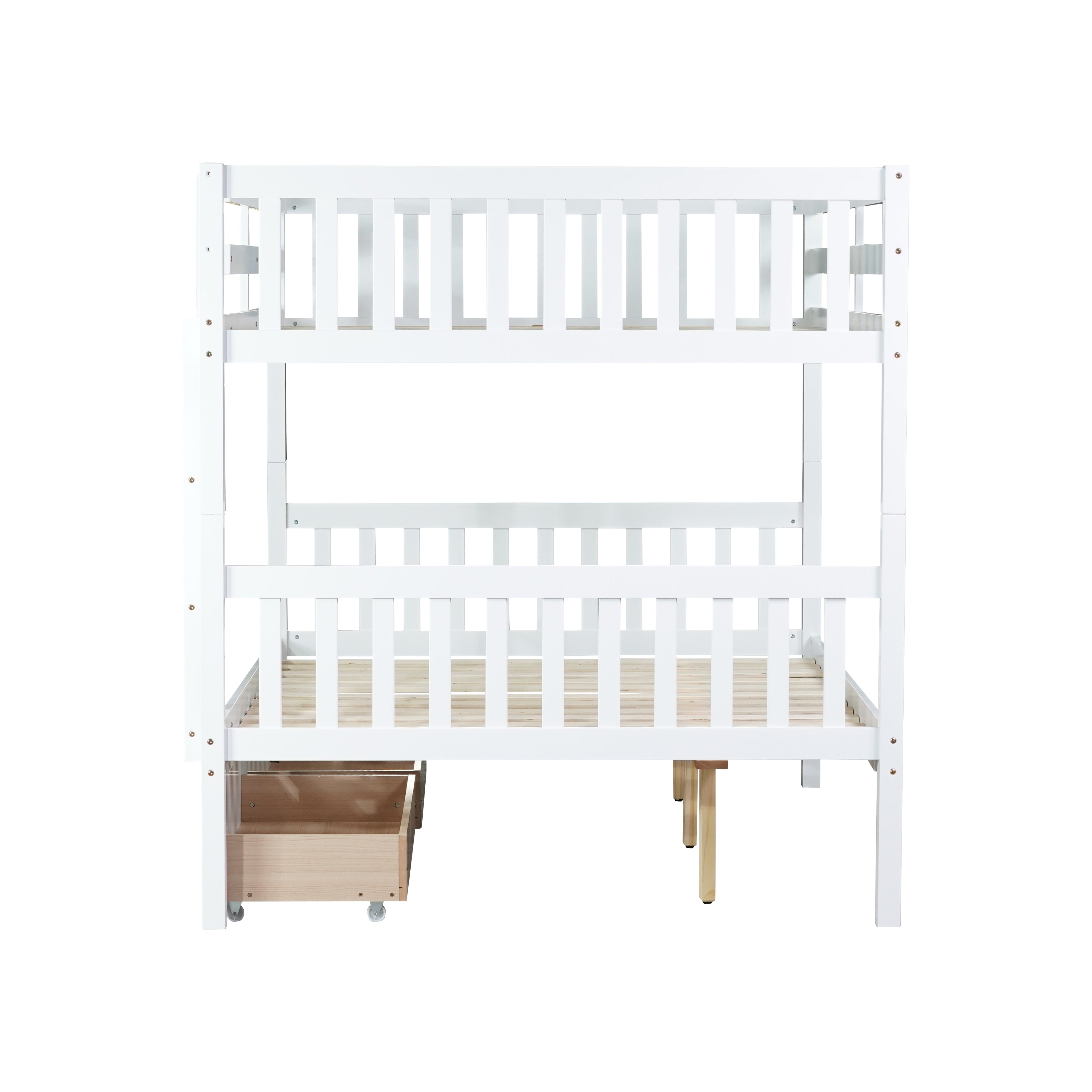 Orla white bunk bed showing side view isolated on a white background