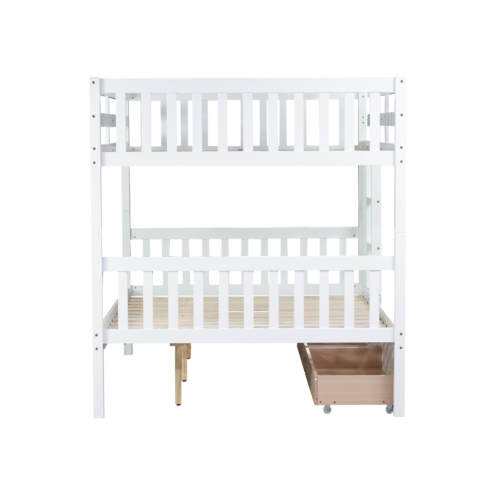 Orla white bunk bed showing side view isolated on a white background