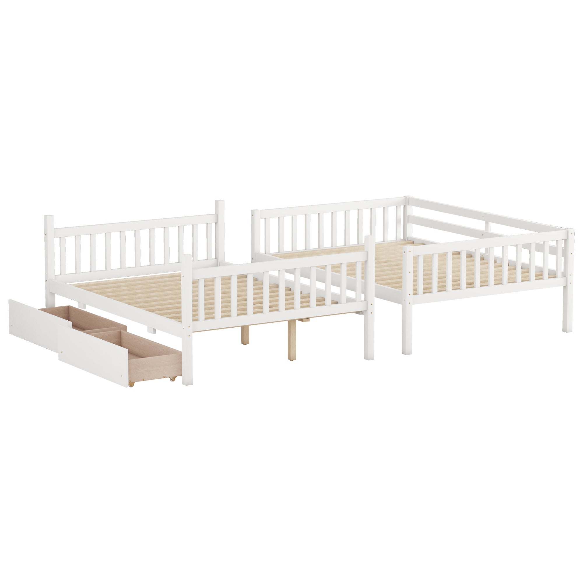 Orla white bunk bed showing the bed converted into two separate beds isolated on a white background