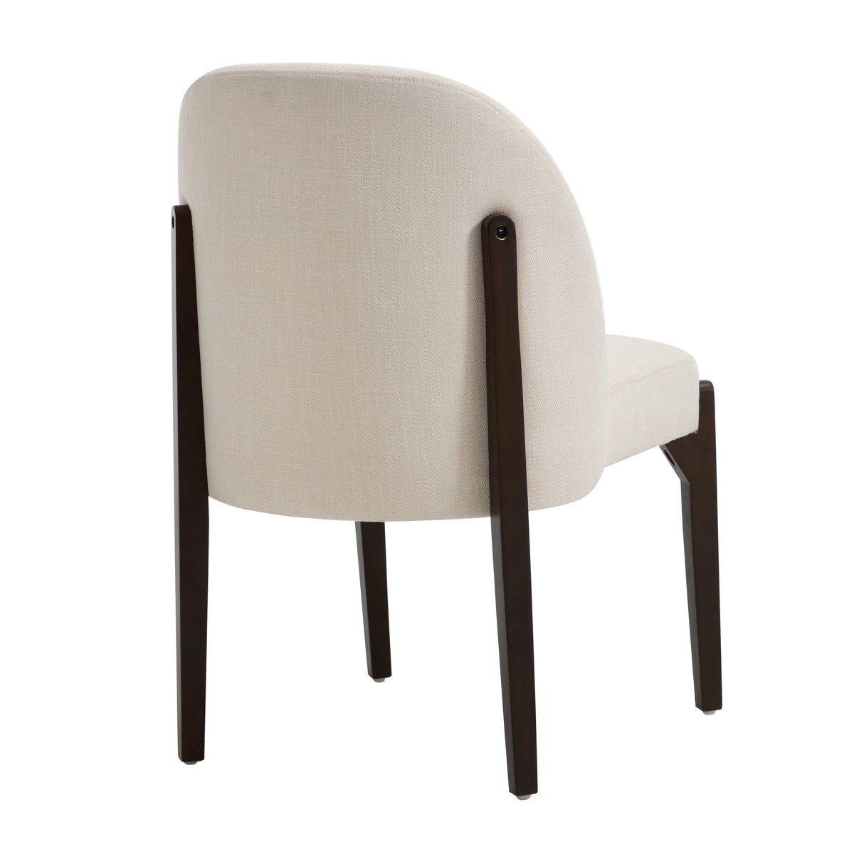 Orta beige dining chair rear view showing the rounded upholstered back on white background