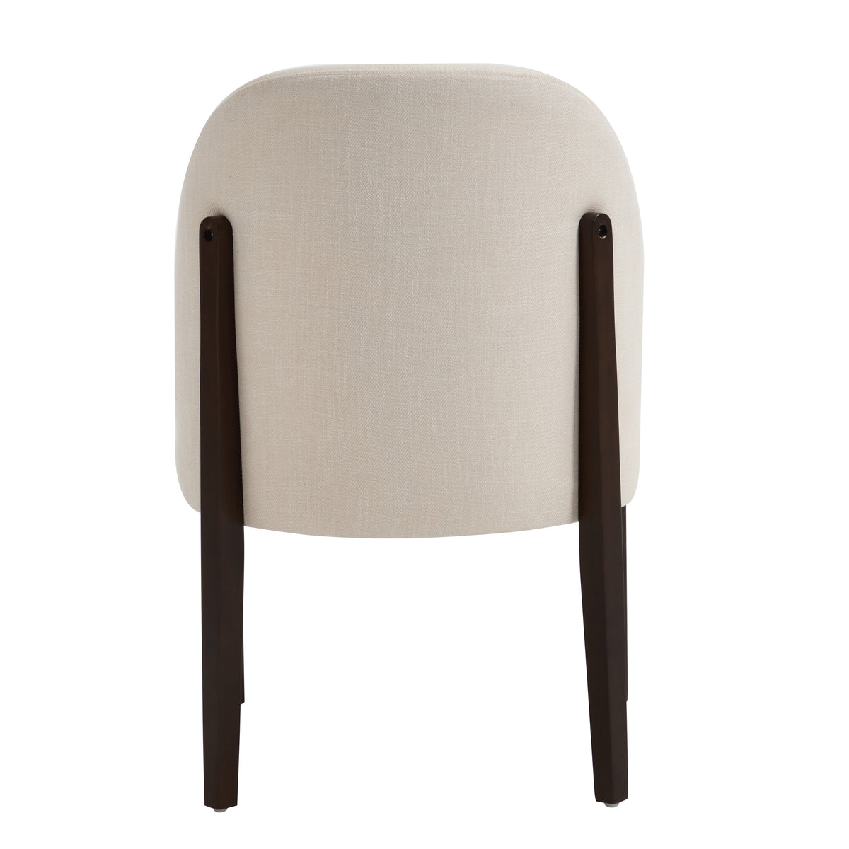 Orta beige dining chair rear view showing the rounded upholstered back on white background
