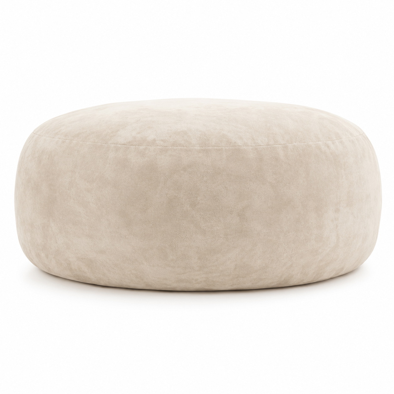 Pebble beige bean bag chair showing the full rounded shape from a front angled view