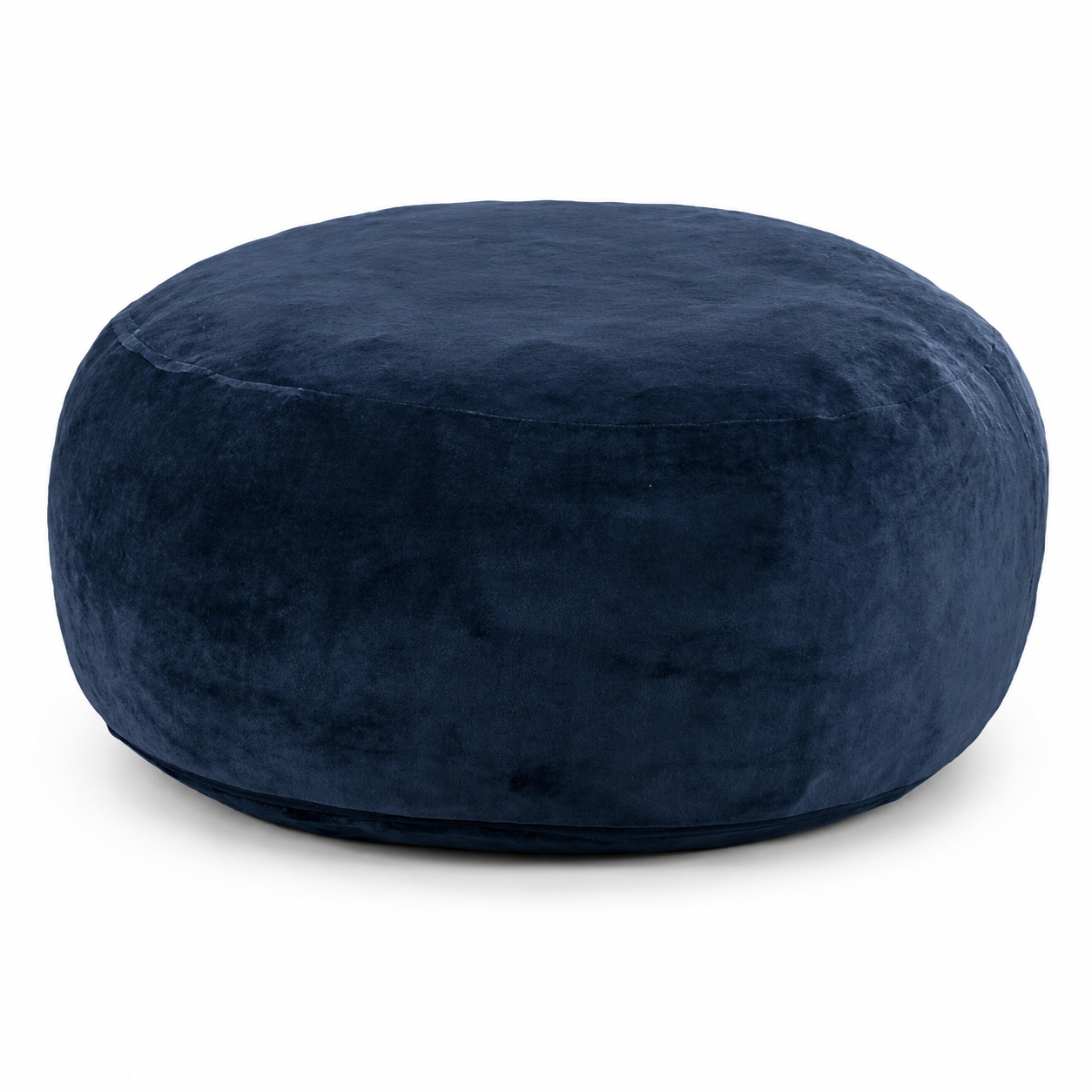 Pebble blue bean bag chair showing the full rounded shape from a front angled view