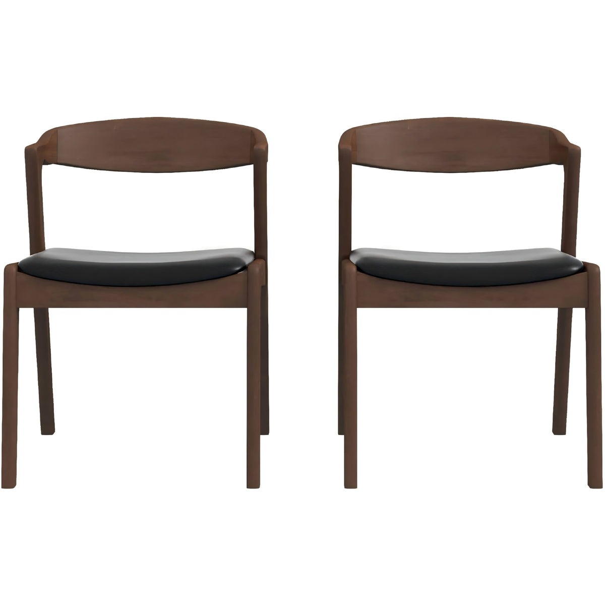 Peipus walnut solid wood dining chairs set of two straight front view on white background