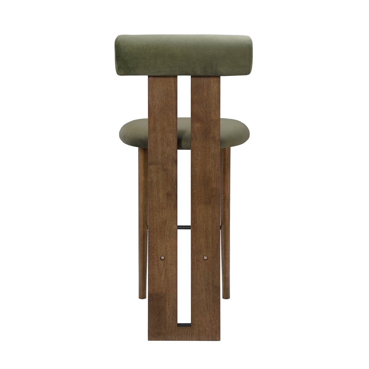 Pienza green upholstered bar stool back view