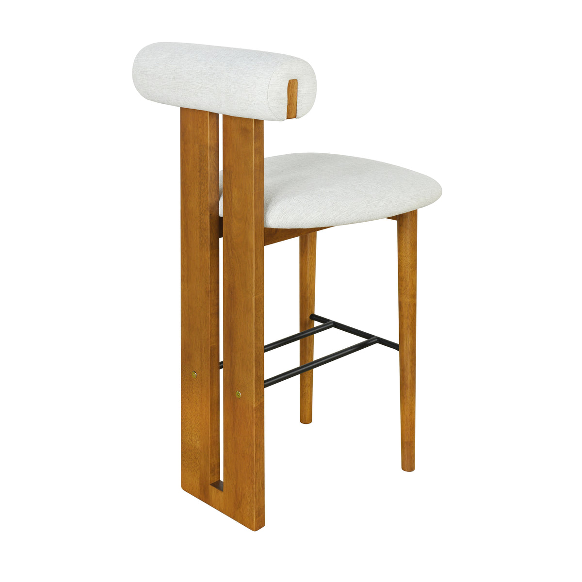 Pienza ivory upholstered bar stool angled view