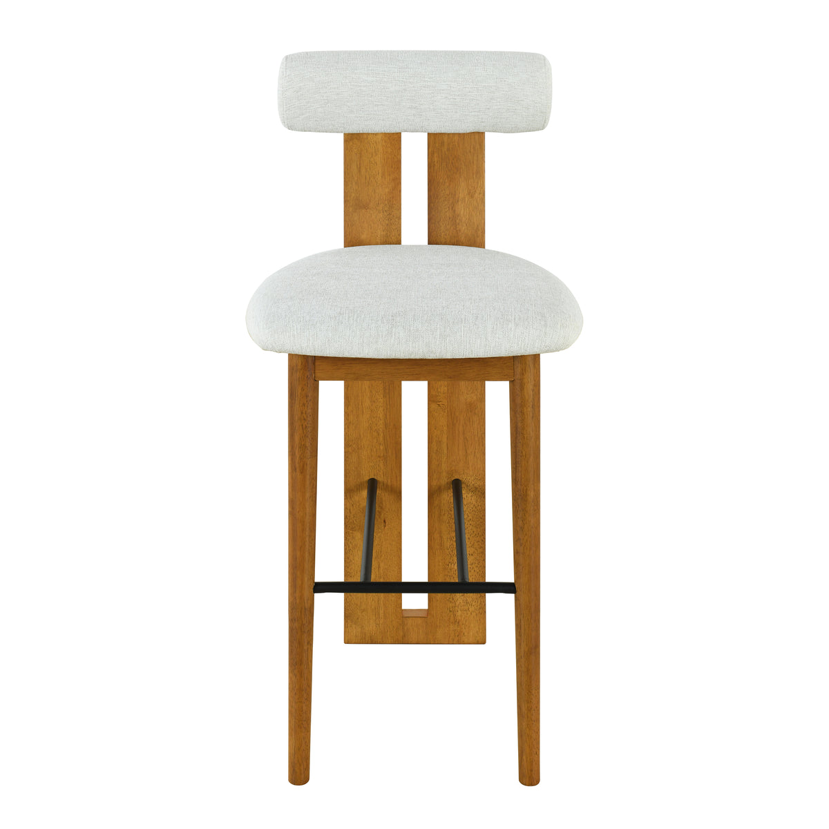 Pienza ivory upholstered bar stool front view
