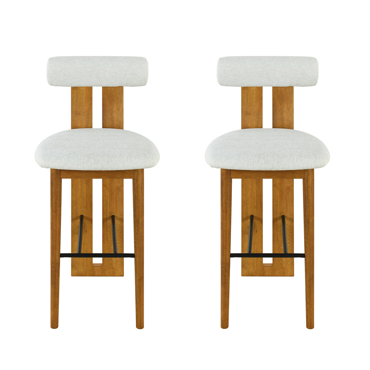Pienza ivory upholstered bar stools front view