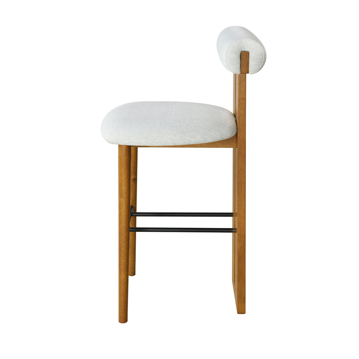 Pienza ivory upholstered bar stool side view