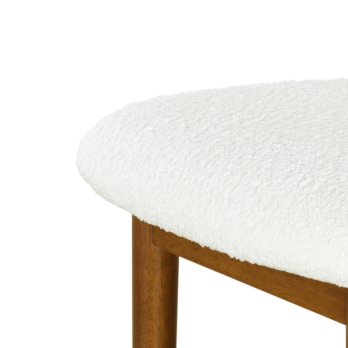 Pienza white upholstered bar stool showing seat cushion detail