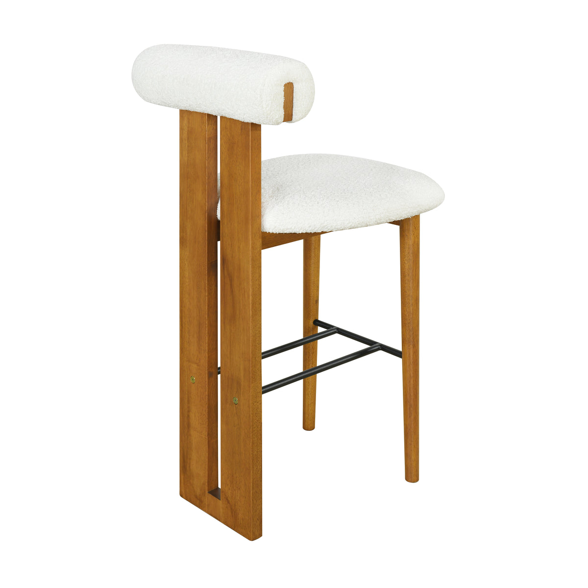 Pienza white upholstered bar stool back view
