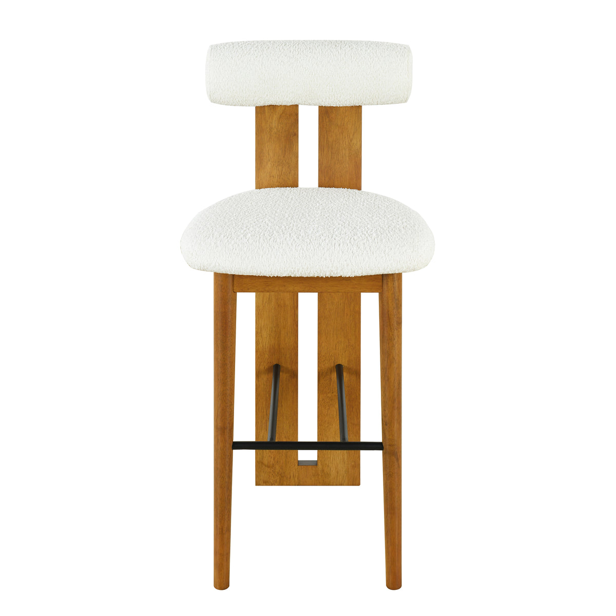 Pienza white upholstered bar stool front view