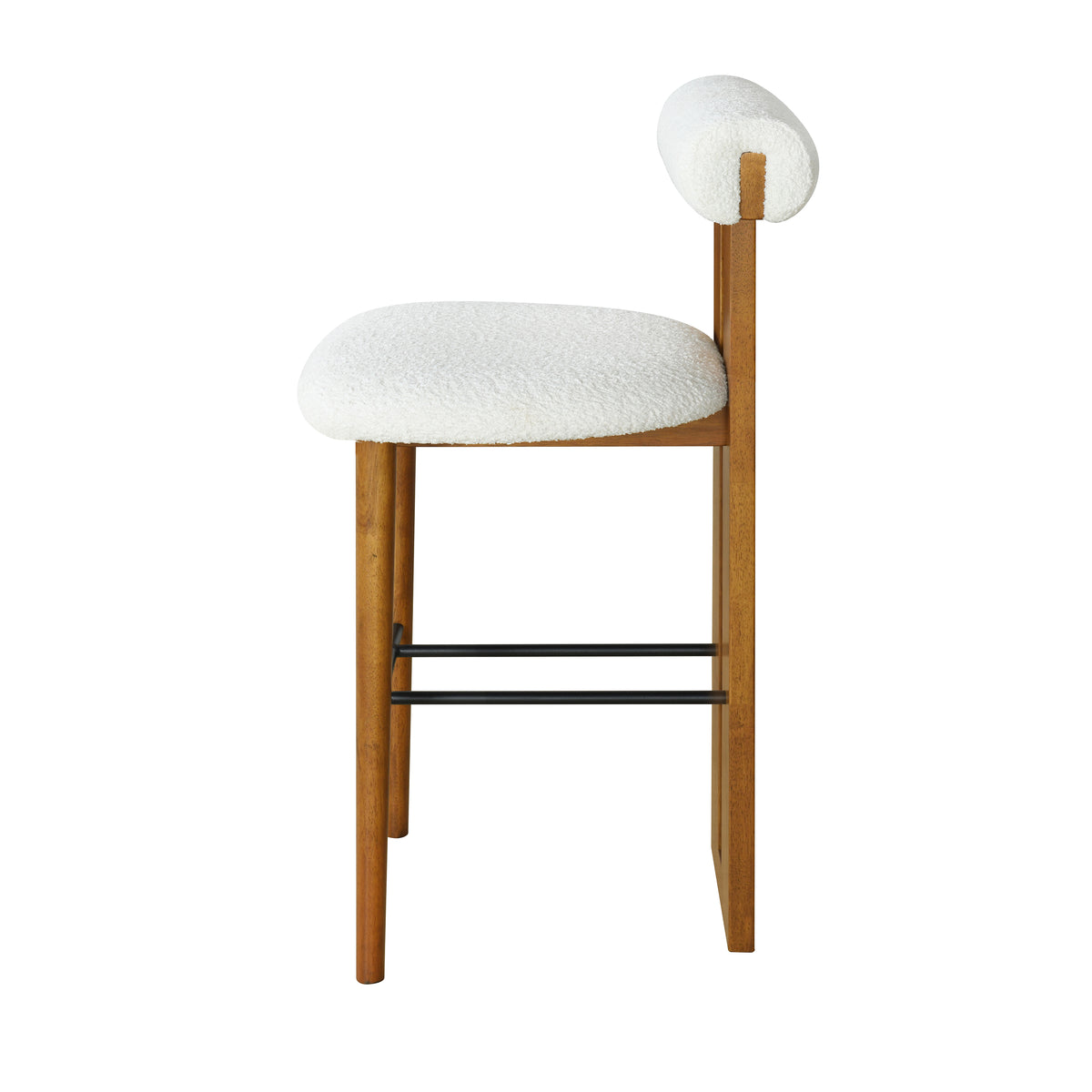 Pienza white upholstered bar stool side view