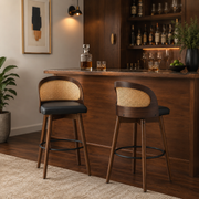Pomerol 24" Solid Wood Swivel Counter Height Bar Stools with Cane Back Set of 2