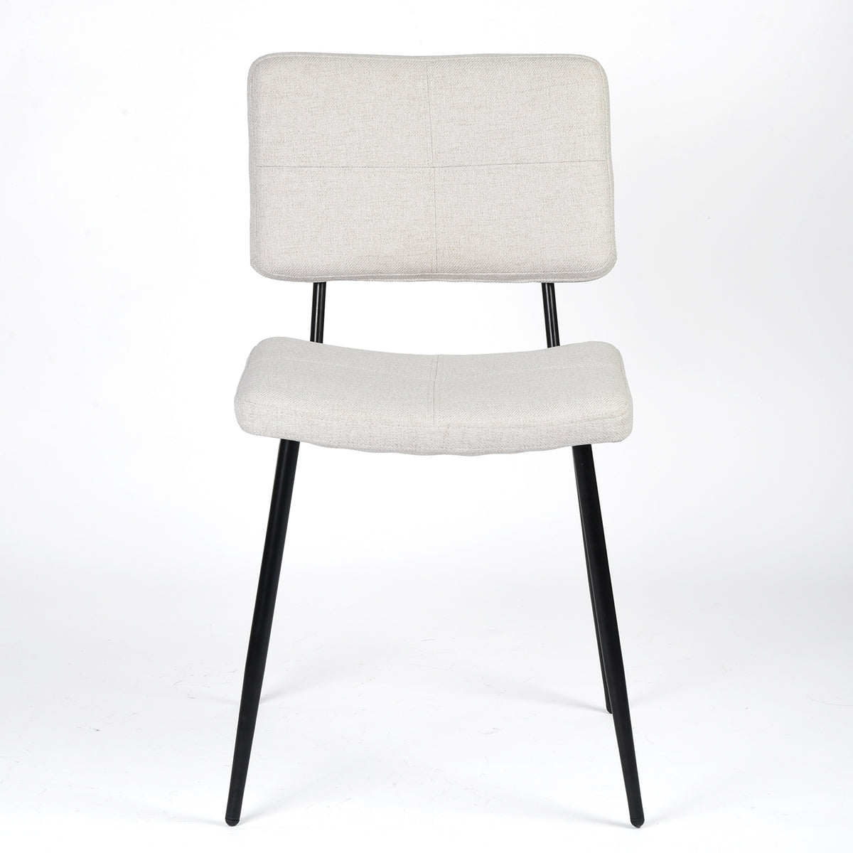 Pomona beige upholstered dining chair front view on white background