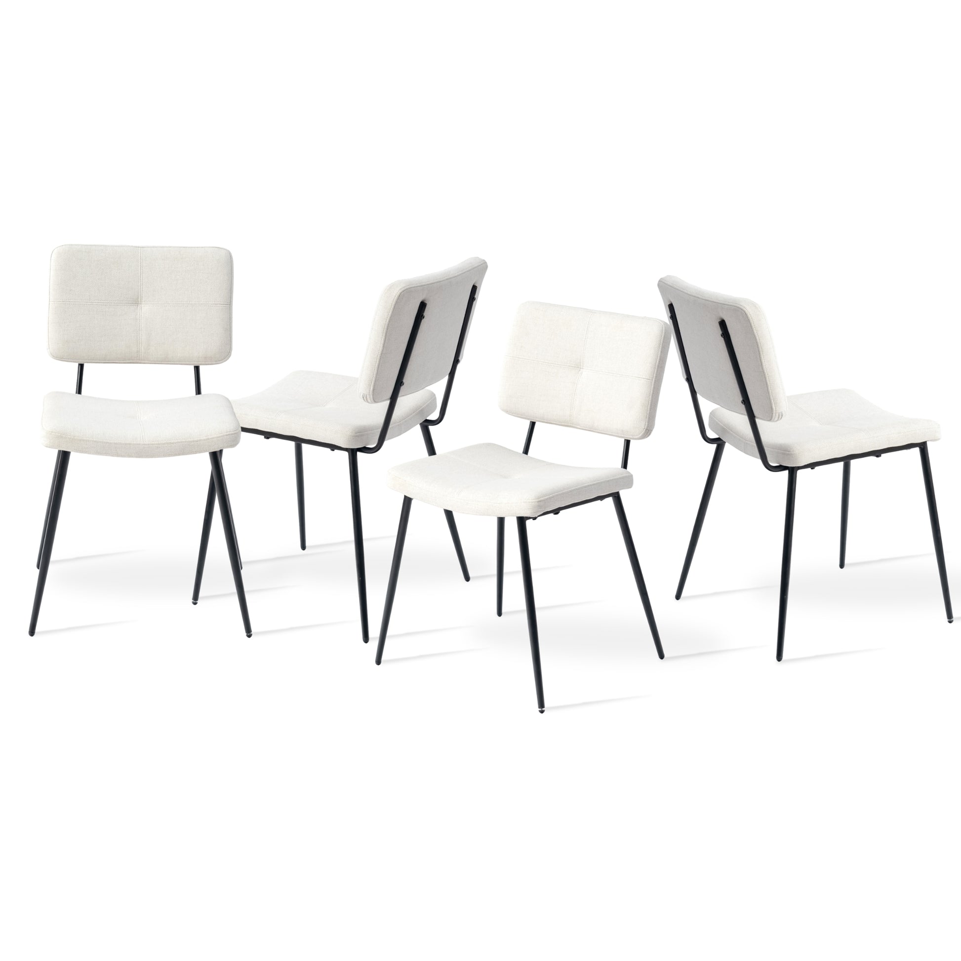Pomona beige upholstered dining chairs set of 4 shown from multiple angles