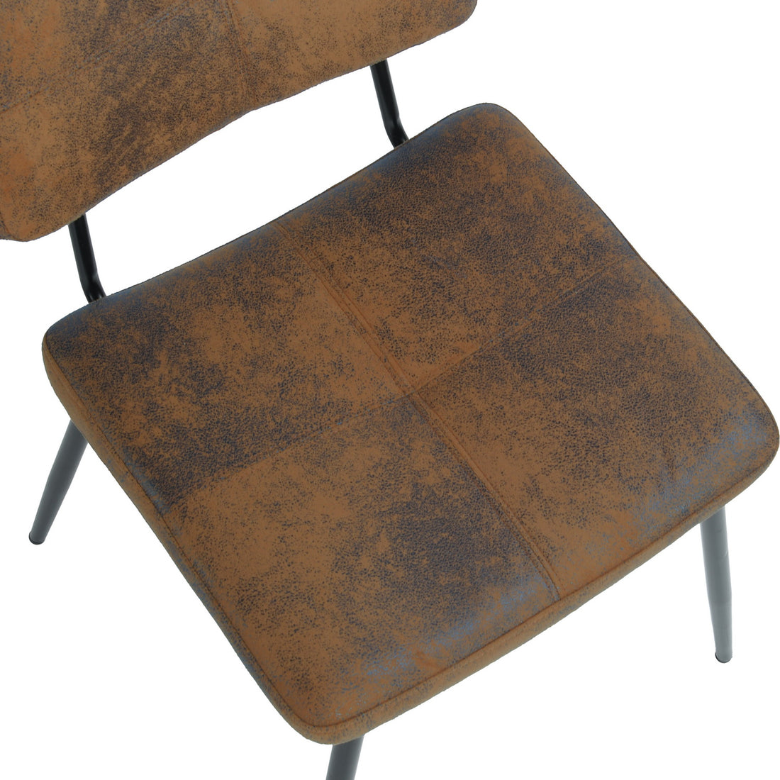 Pomona suede brown upholstered dining chair showing padded seat detail