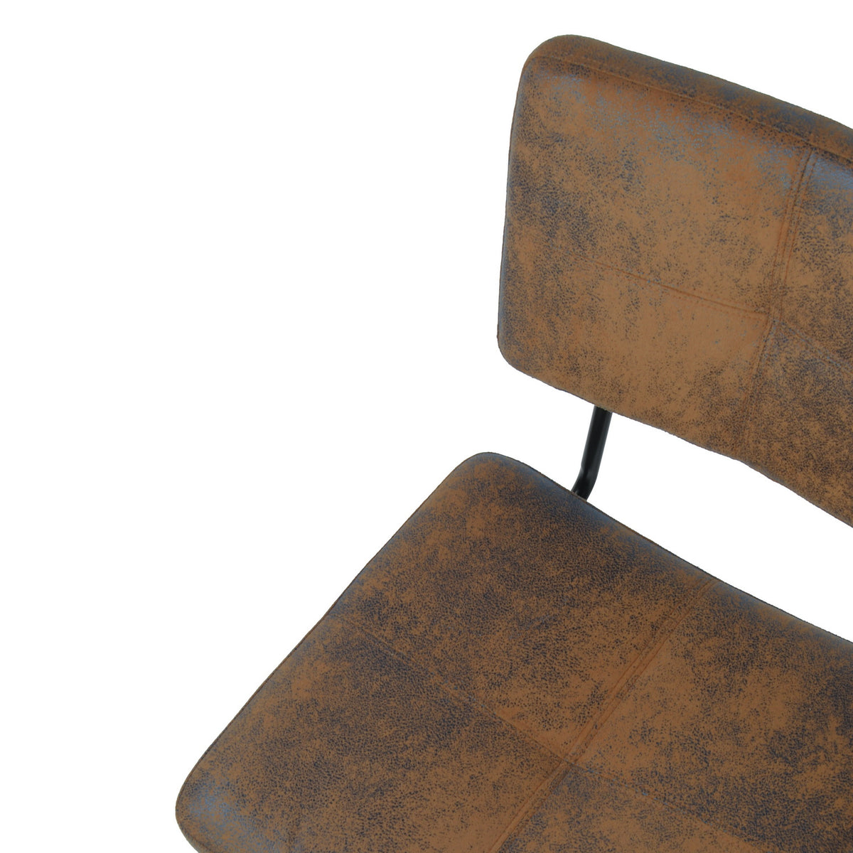 Pomona suede brown upholstered dining chair showing seat and backrest connection detail
