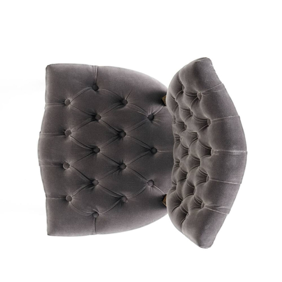 Prespa charcoal dining chair showing deep button tufted back detail