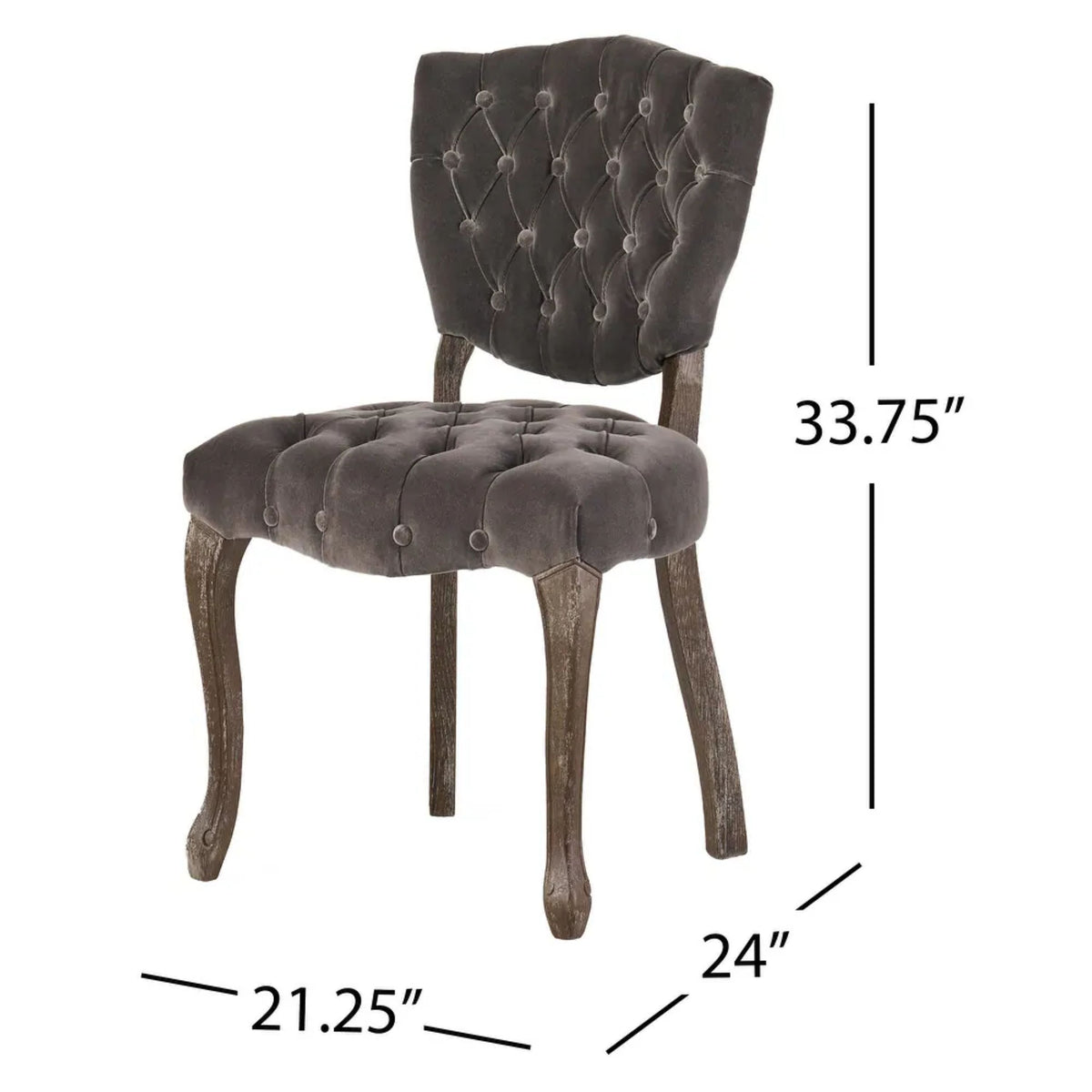 Prespa charcoal dining chair showing product dimensions