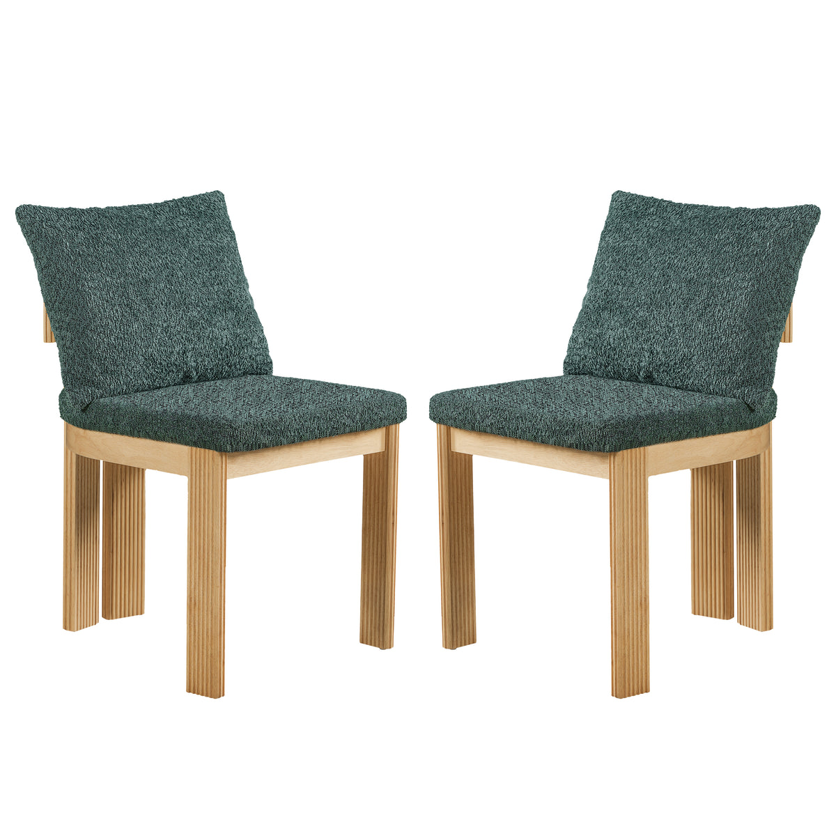 Pukaki green dining chairs set of two angled view on white background