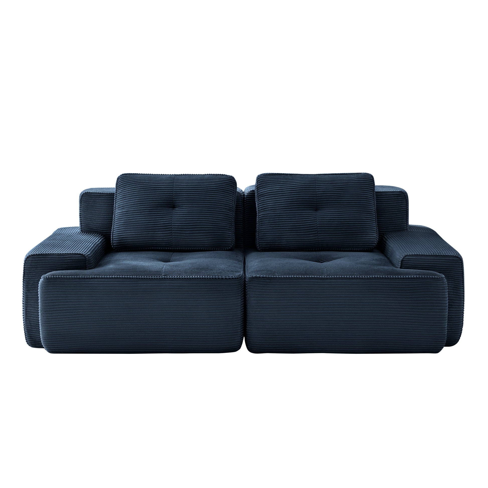Racine blue loveseat sofa showing front view isolated product image on white background