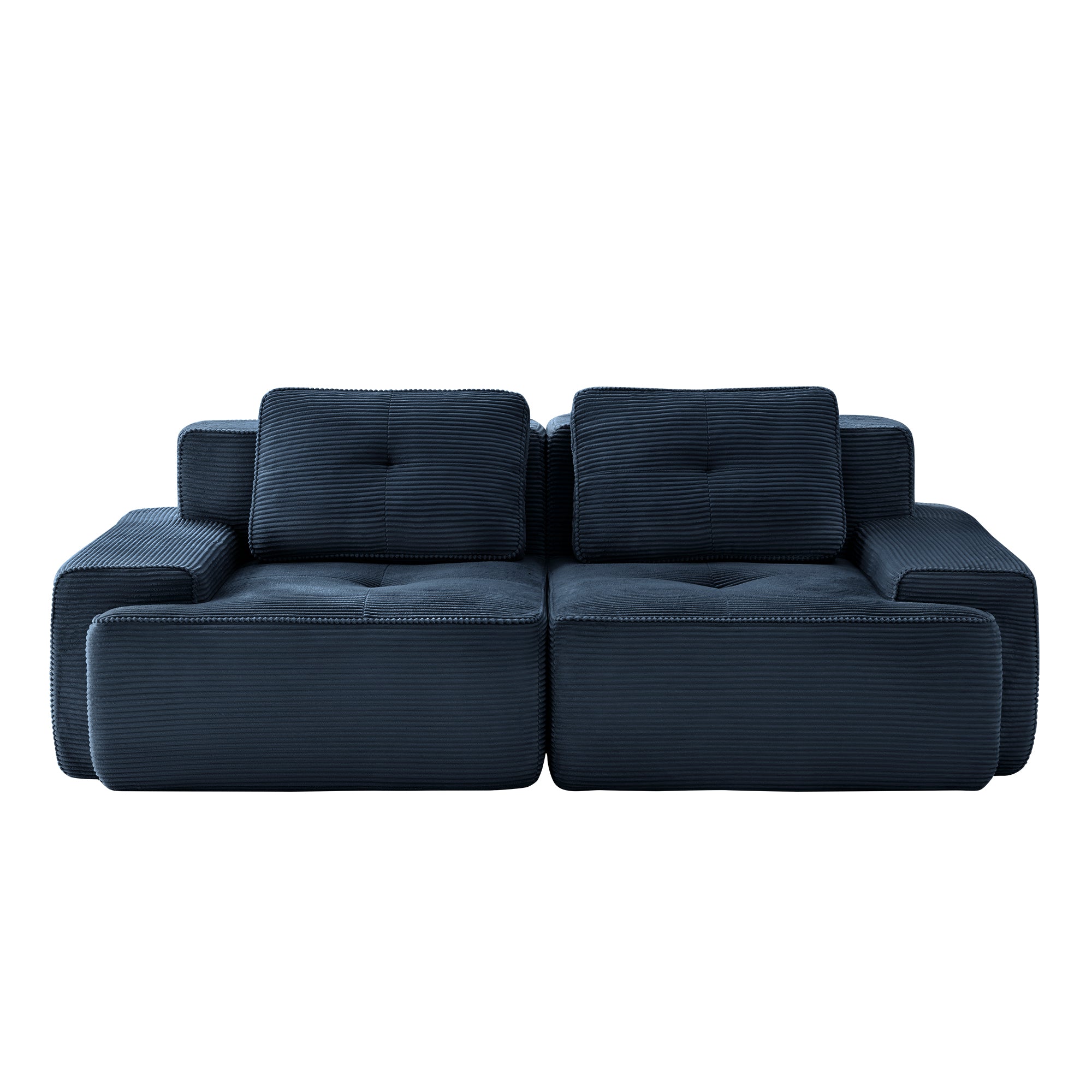 Racine blue loveseat sofa showing front view isolated product image on white background
