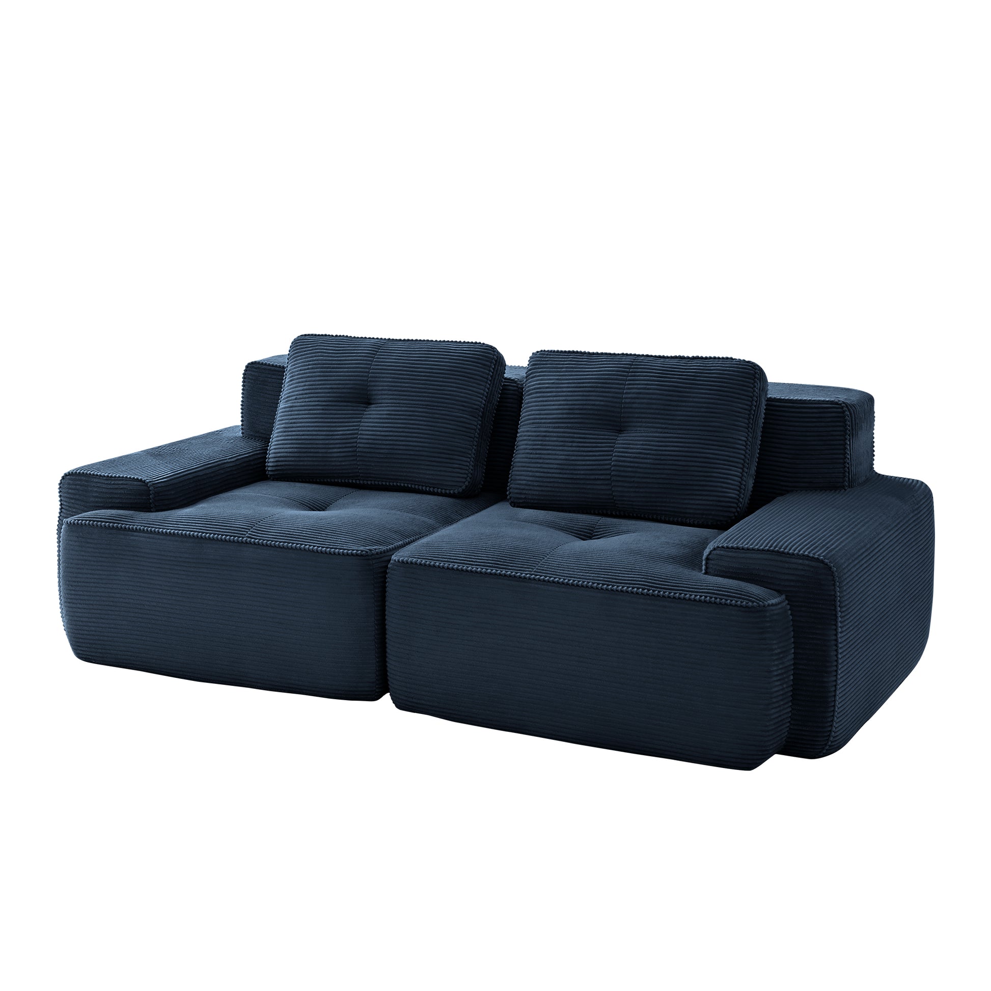 Racine blue loveseat sofa showing angled front isolated product image on white background