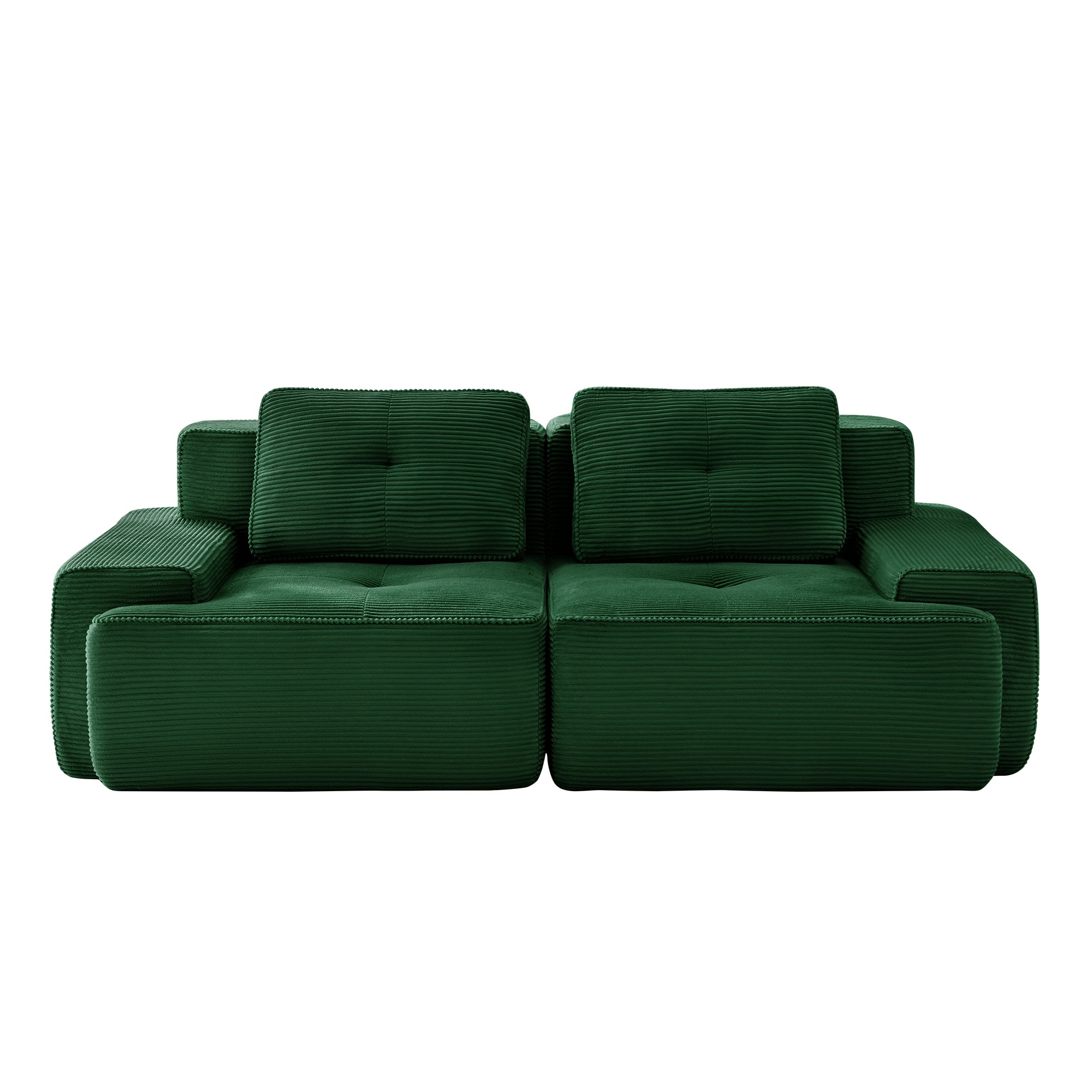 Racine green loveseat sofa showing front view isolated product image on white background