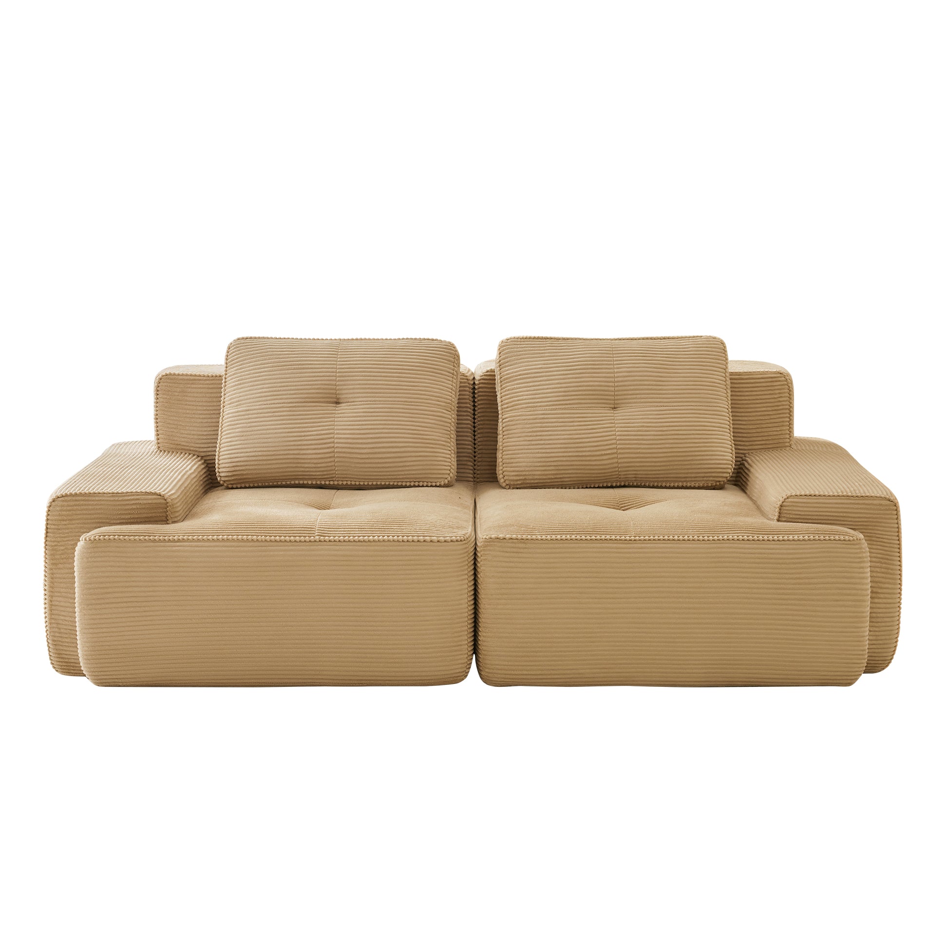 Racine light camel loveseat sofa showing front view isolated product image on white background