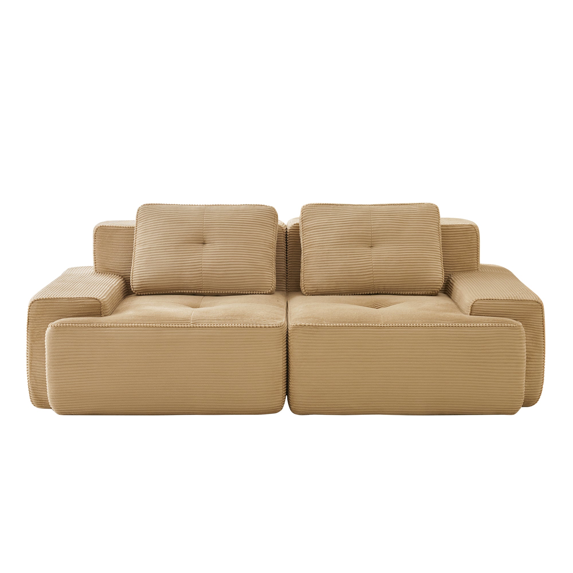Racine light camel loveseat sofa showing front view isolated product image on white background