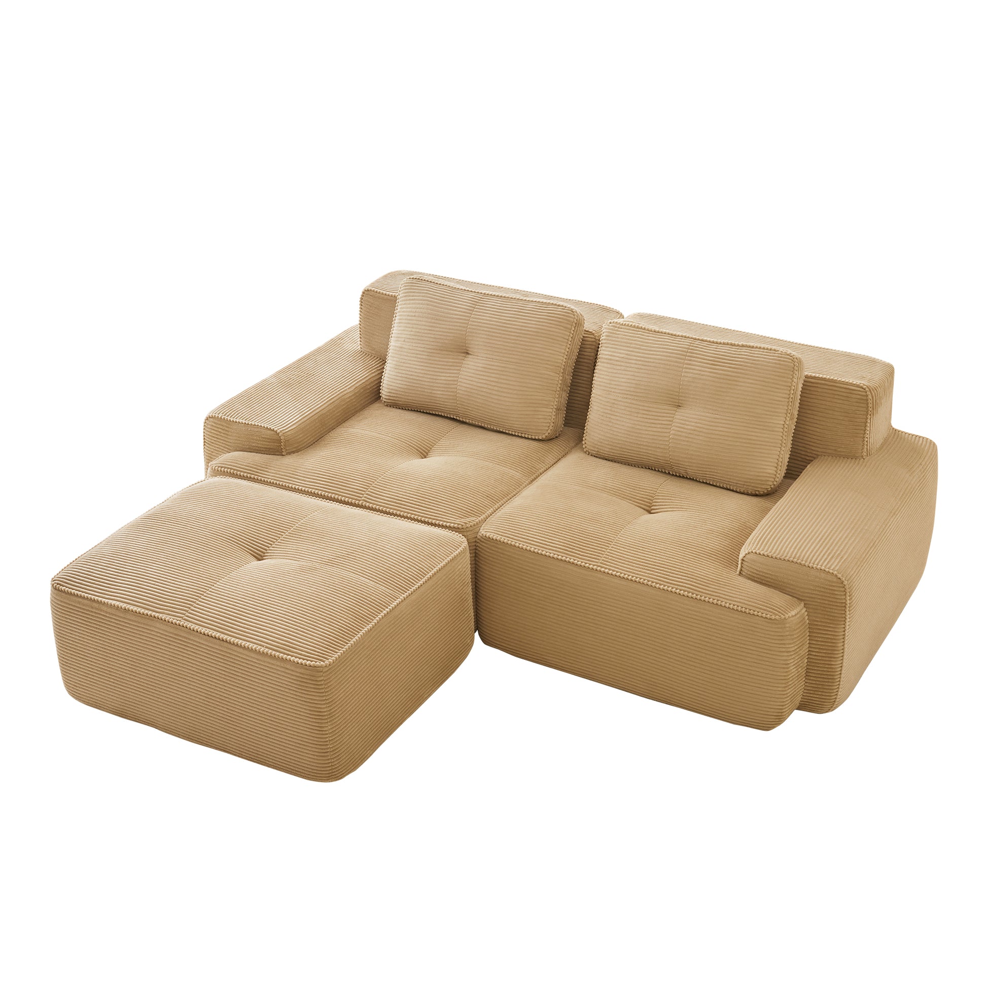 Racine beige modular sofa showing angled white background product view