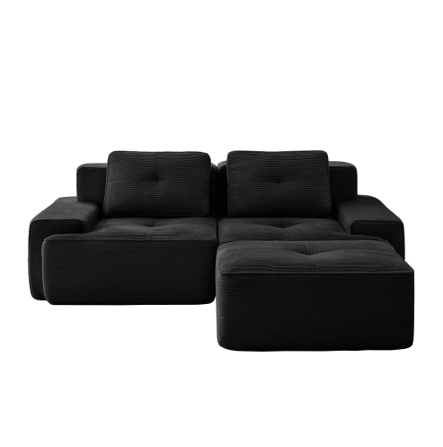 Racine black modular sofa showing front white background product view