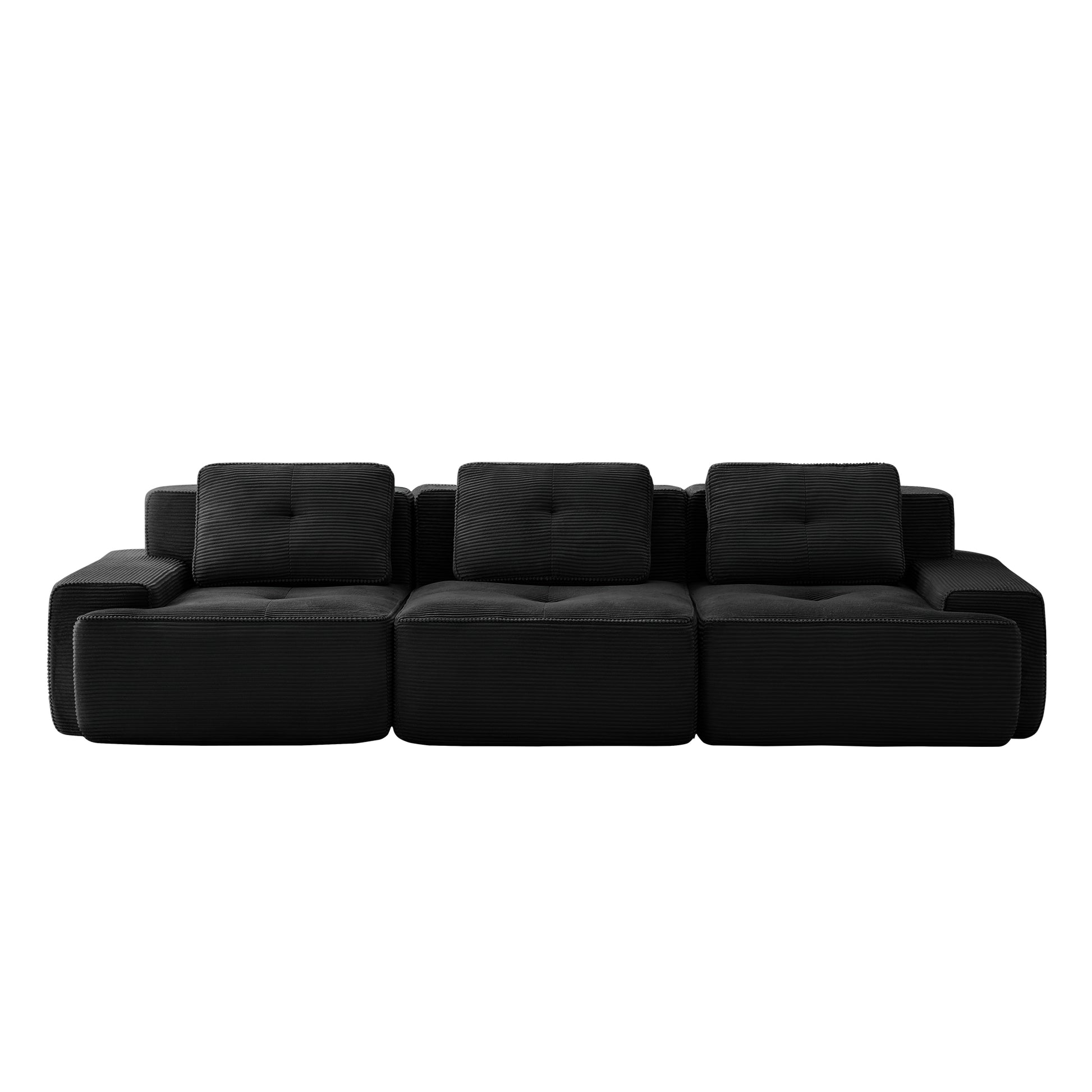 Racine black modular sofa showing front white background product view
