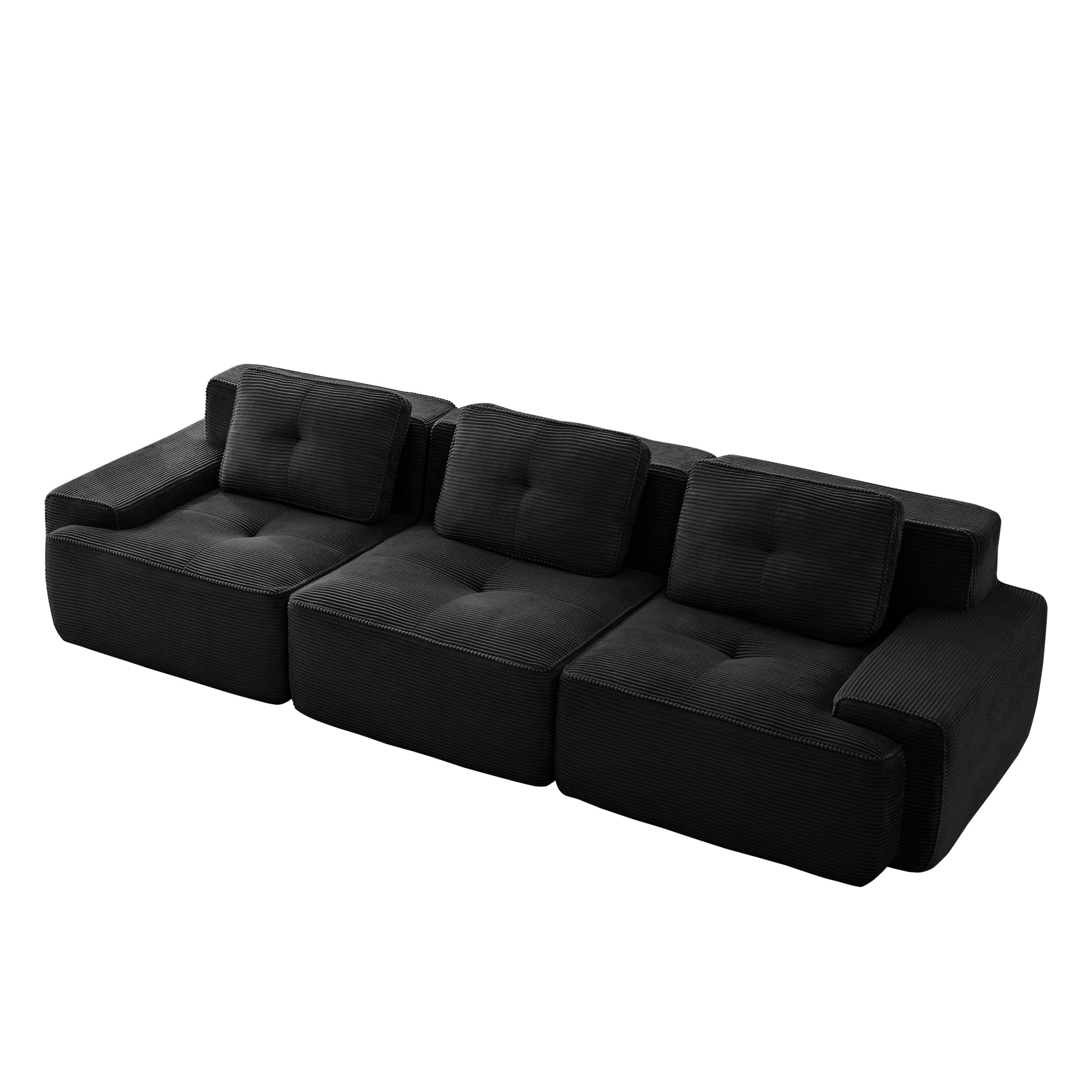 Racine black modular sofa showing angled white background product view