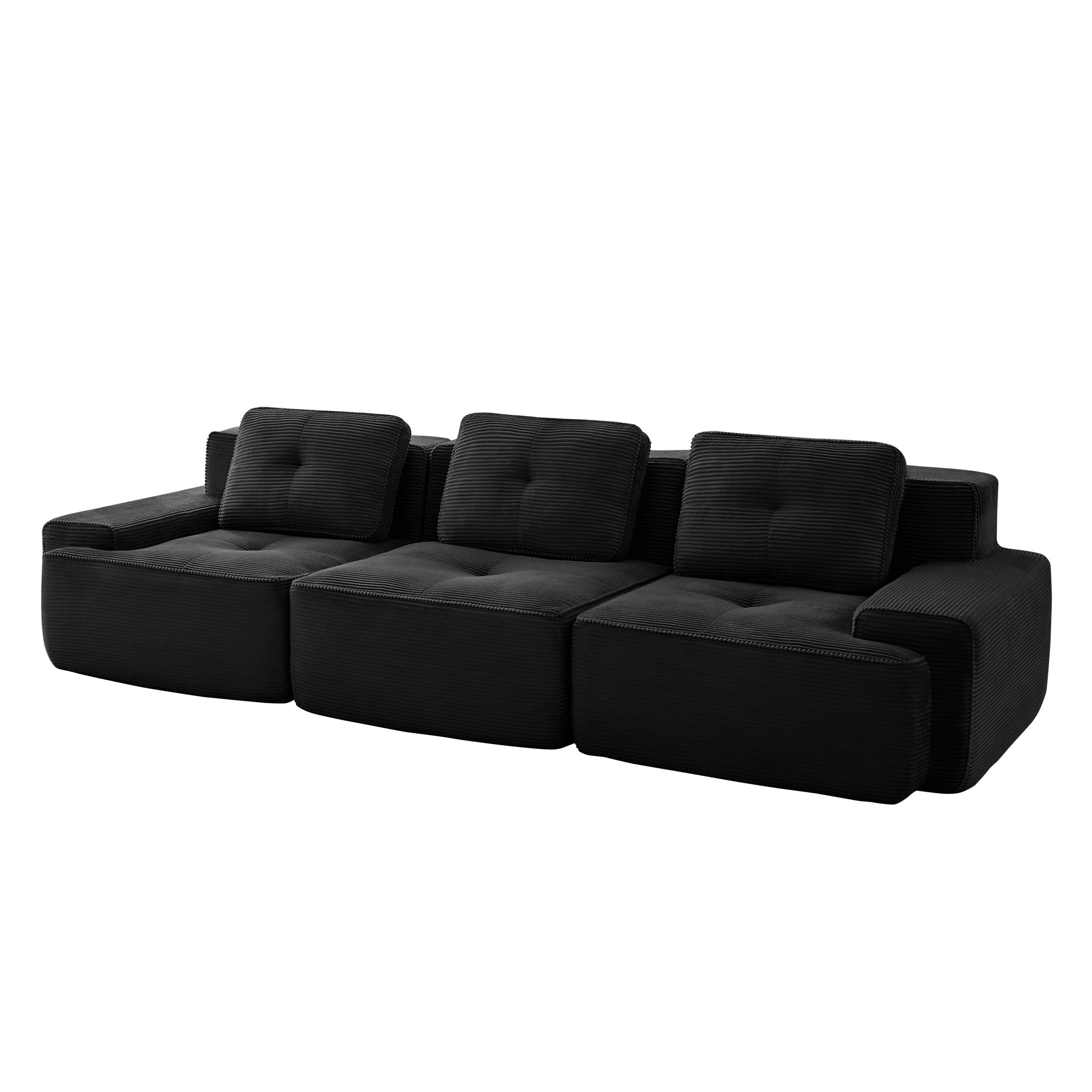 Racine black modular sofa showing angled white background product view