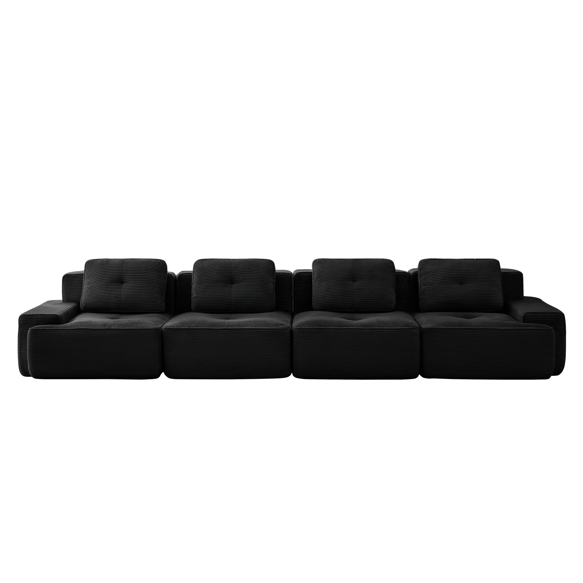 Racine black modular sofa showing front white background product view