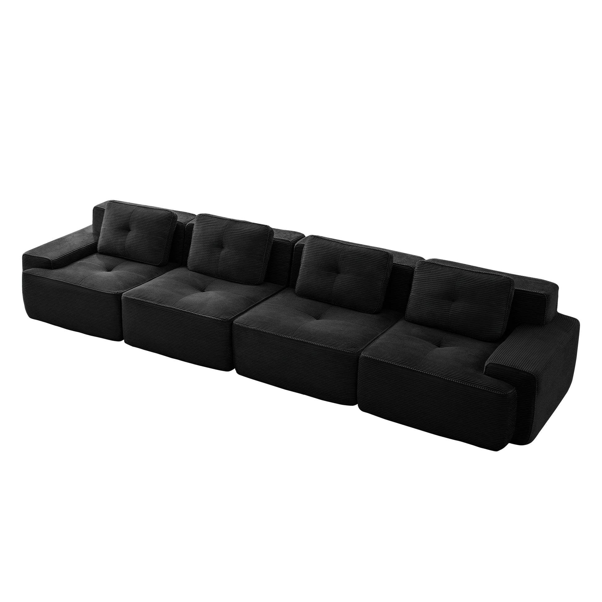 Racine black modular sofa showing elevated angled white background product view