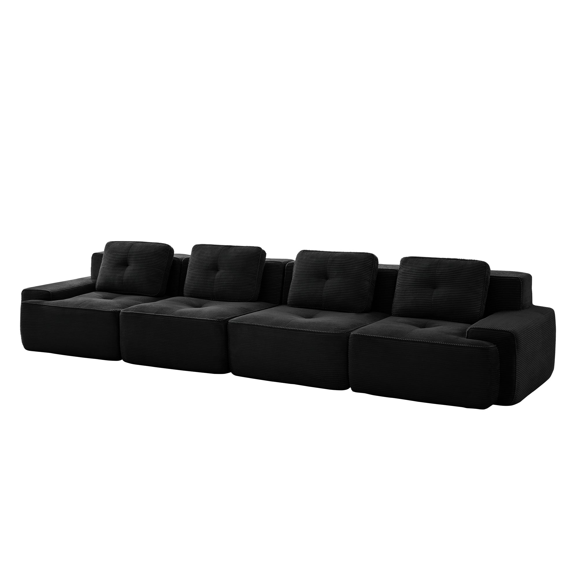 Racine black modular sofa showing elevated angled white background product view
