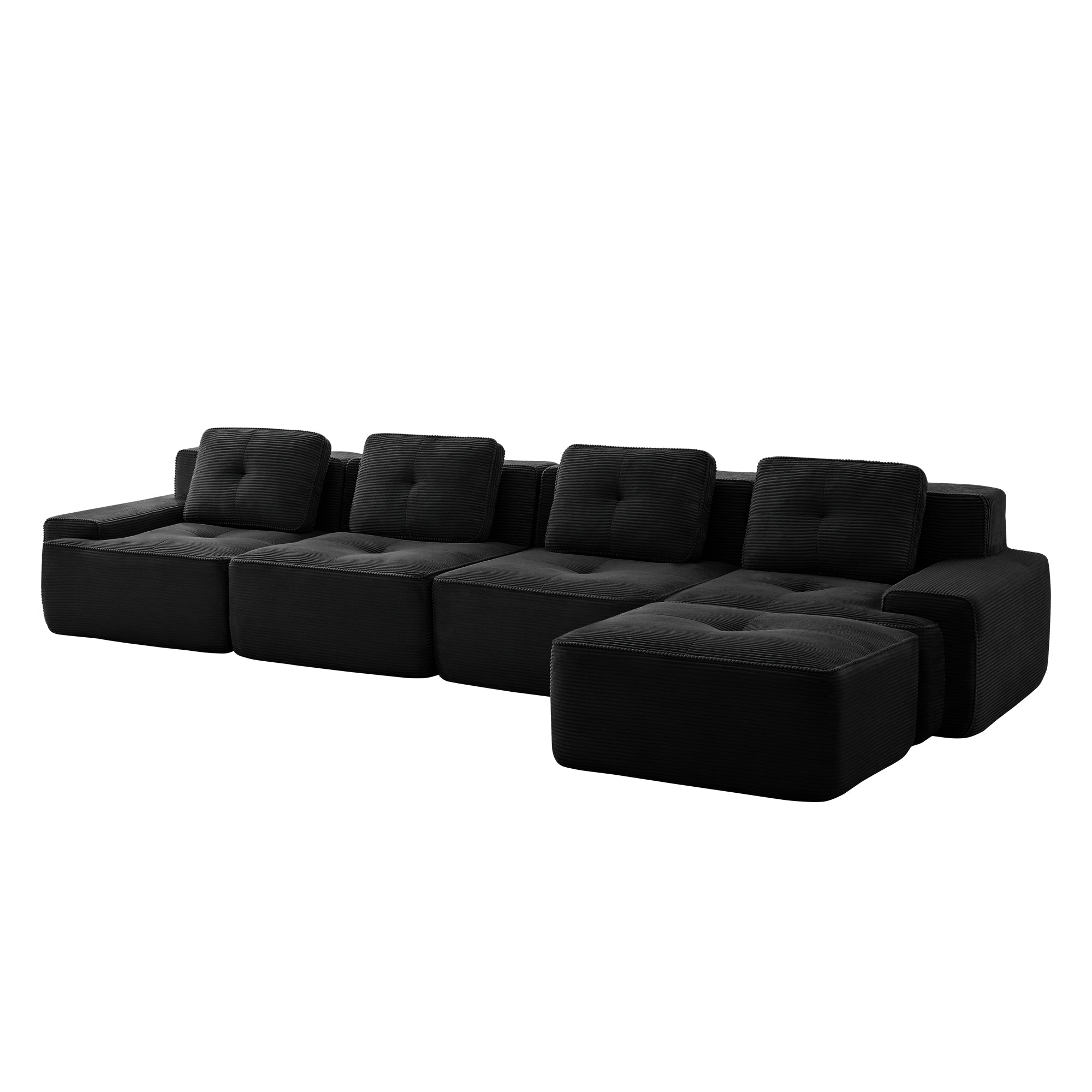 Racine black modular sofa showing alternate angled white background product view