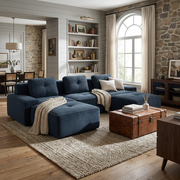 Racine blue modular sofa showing modern living room scene