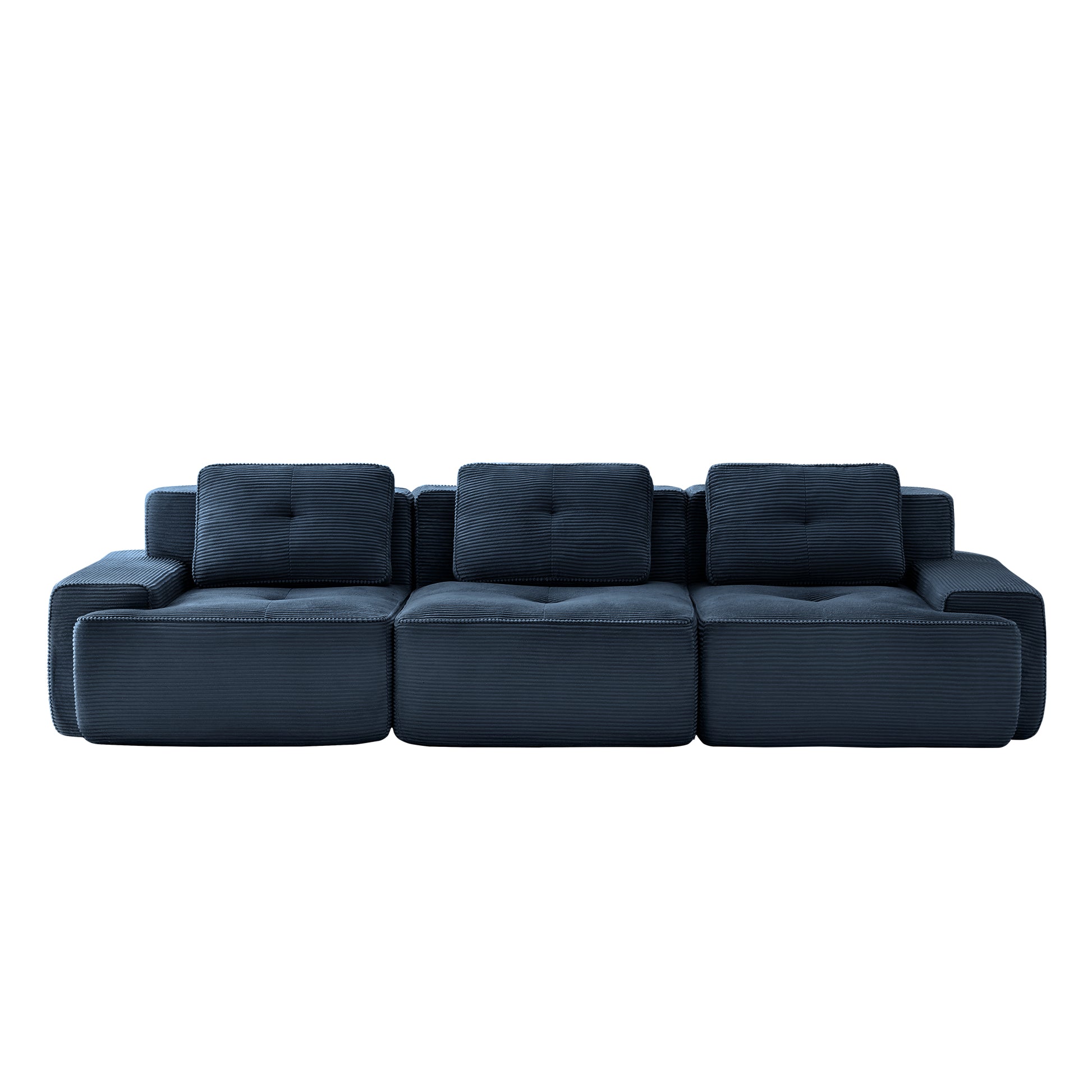 Racine blue modular sofa showing front view isolated sofa image on white background