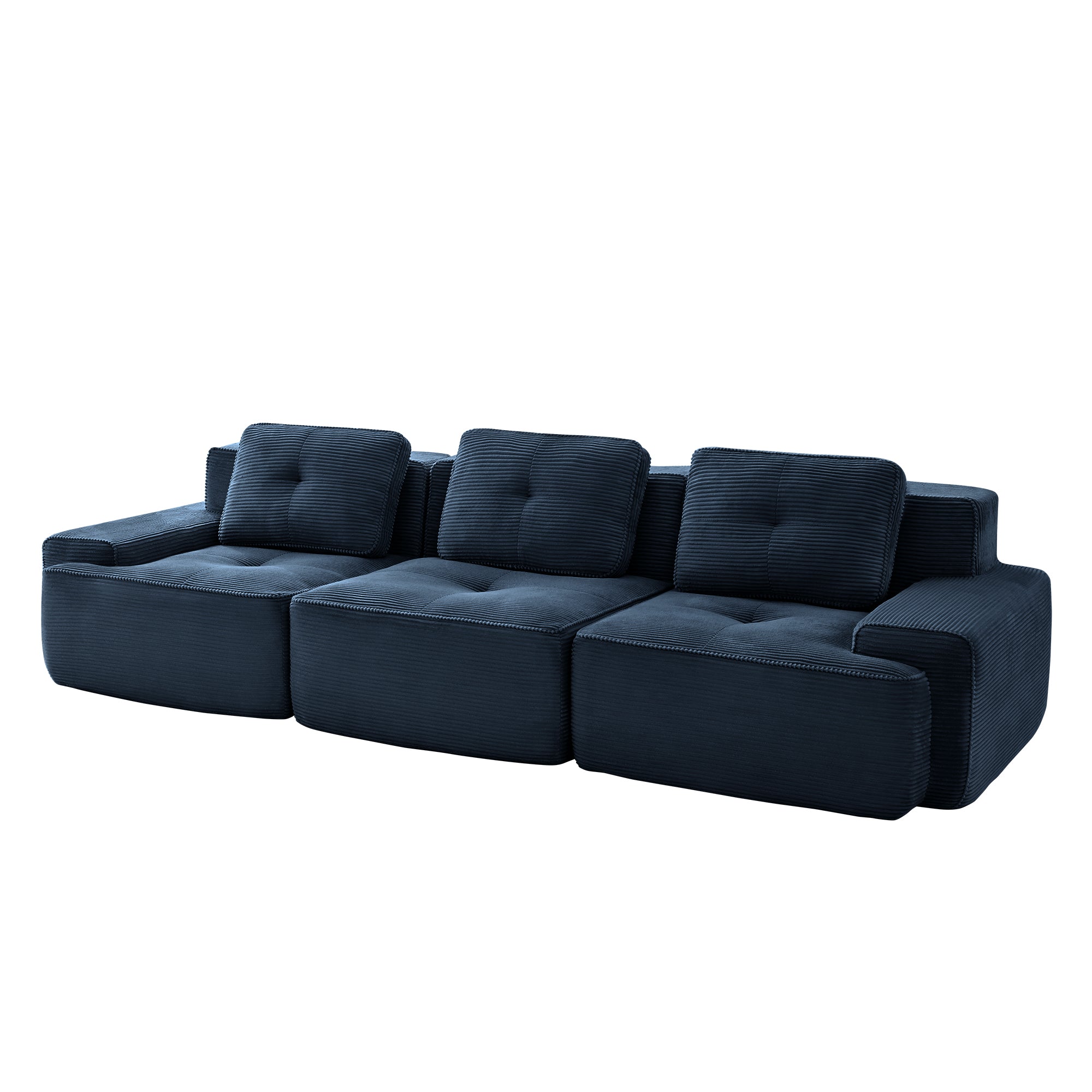 Racine blue modular sofa showing front angled view isolated sofa image on white background
