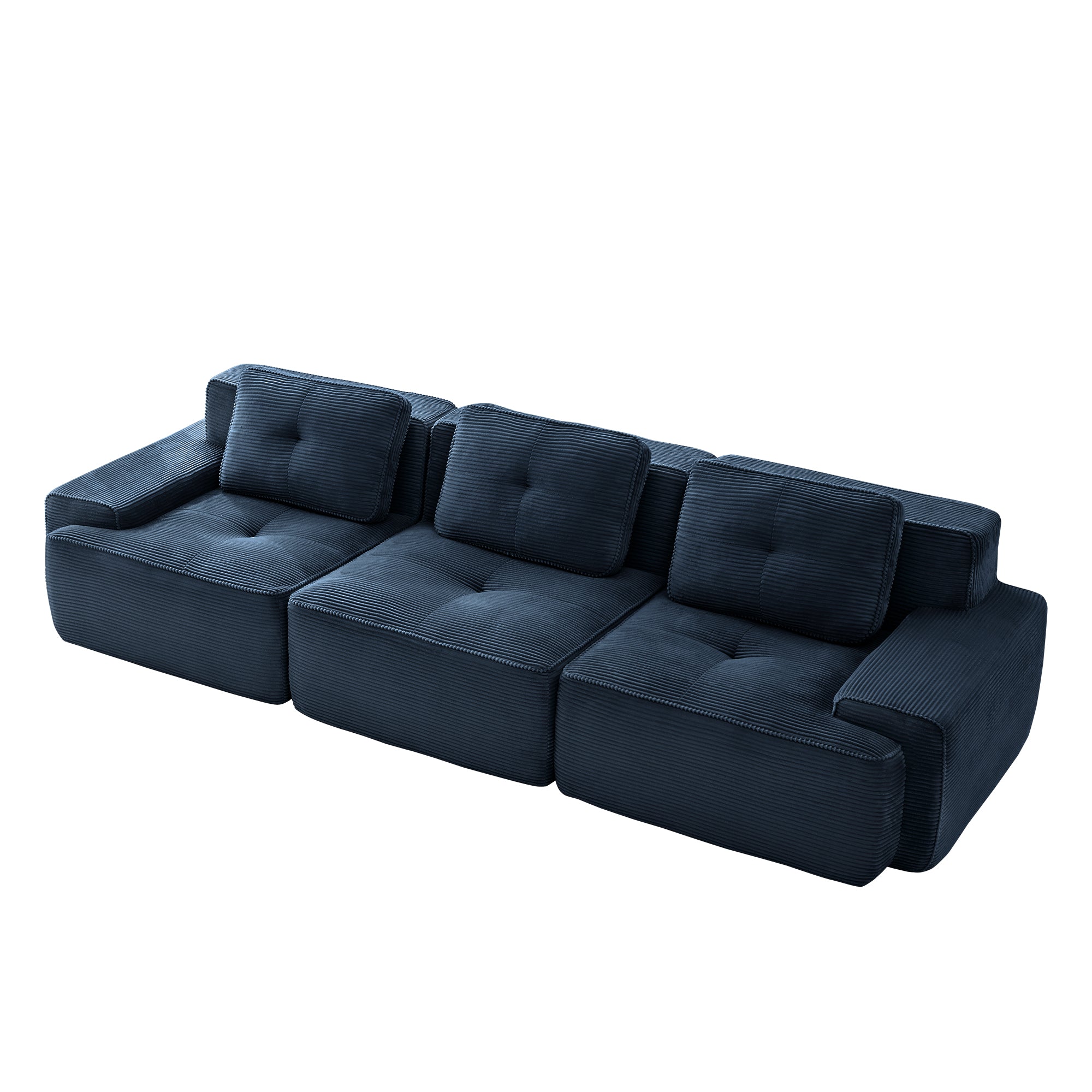 Racine blue modular sofa showing front angled view isolated sofa image on white background