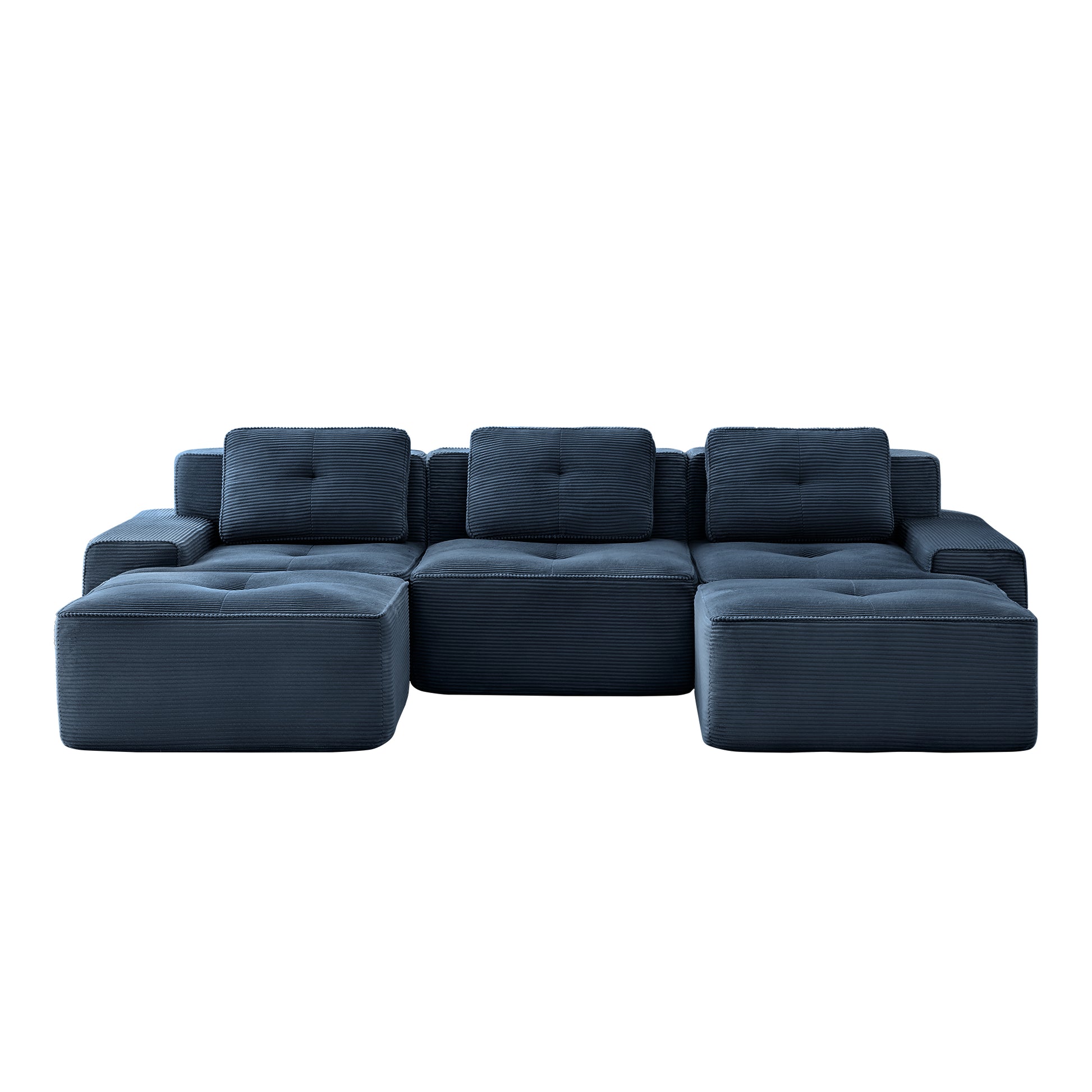 Racine blue modular sofa showing front view isolated sofa image on white background